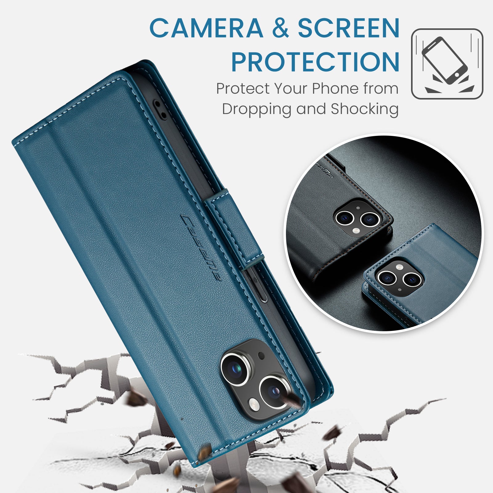 iPhone 14 Plus CaseMe 023 Wallet Flip Cover, RFID Protection, Card Holder