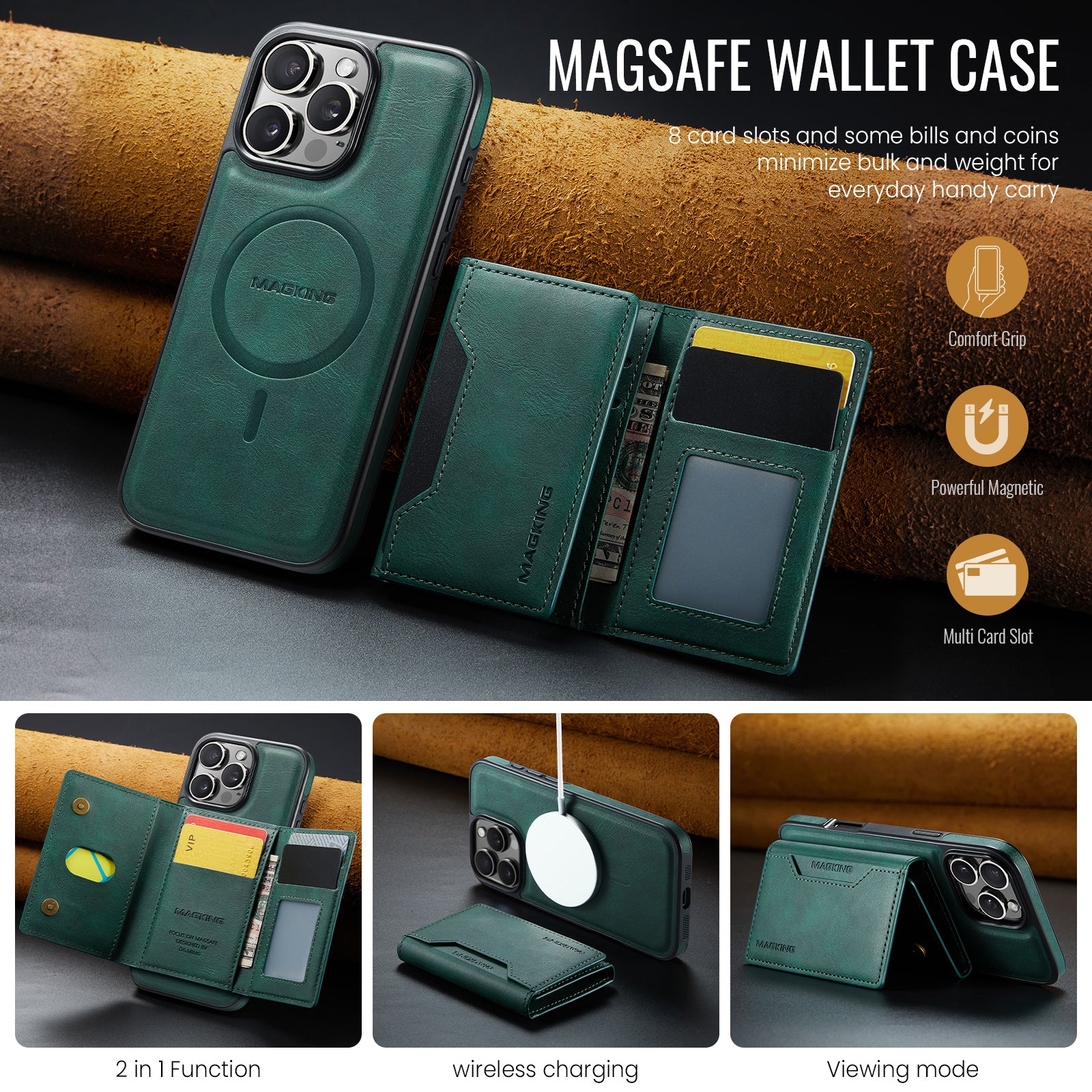 iPhone 16 Pro DG.Ming MagSafe Wallet Case (Green)
