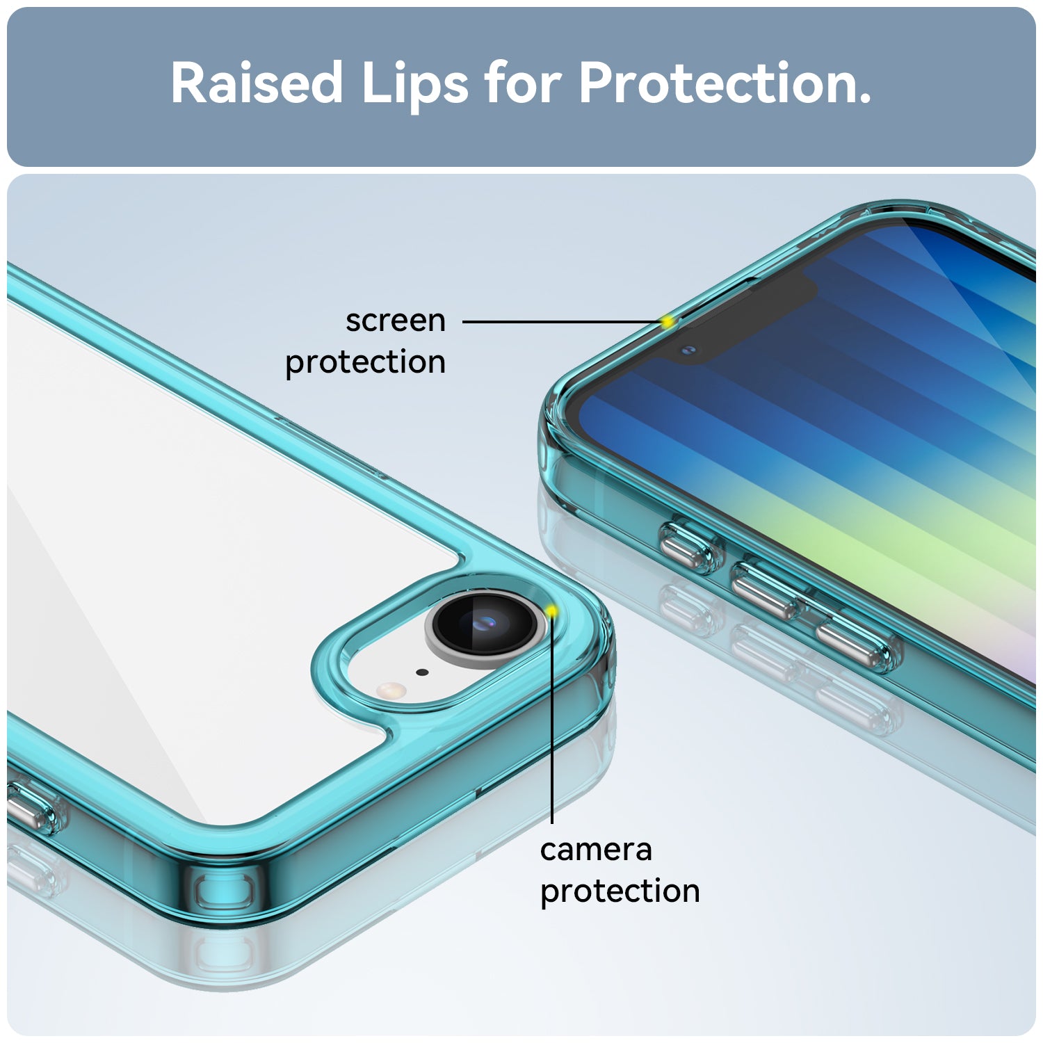 iPhone 16e 17e Soft TPU Bumper Case Clear Blue