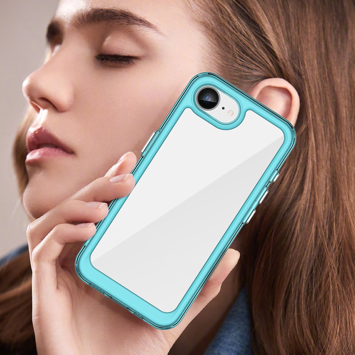 iPhone 16e 17e Soft TPU Bumper Case Clear Blue