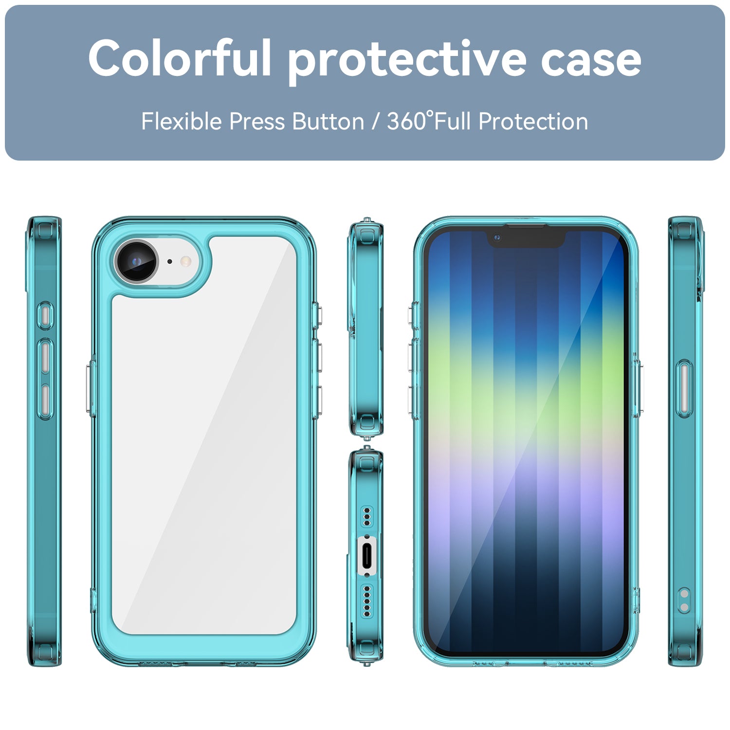 iPhone 16e 17e Soft TPU Bumper Case Clear Blue