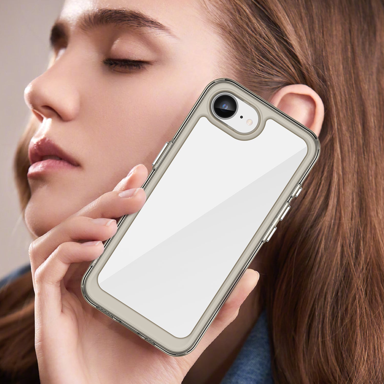 iPhone 16e 17e Soft TPU Bumper Case Clear Gray