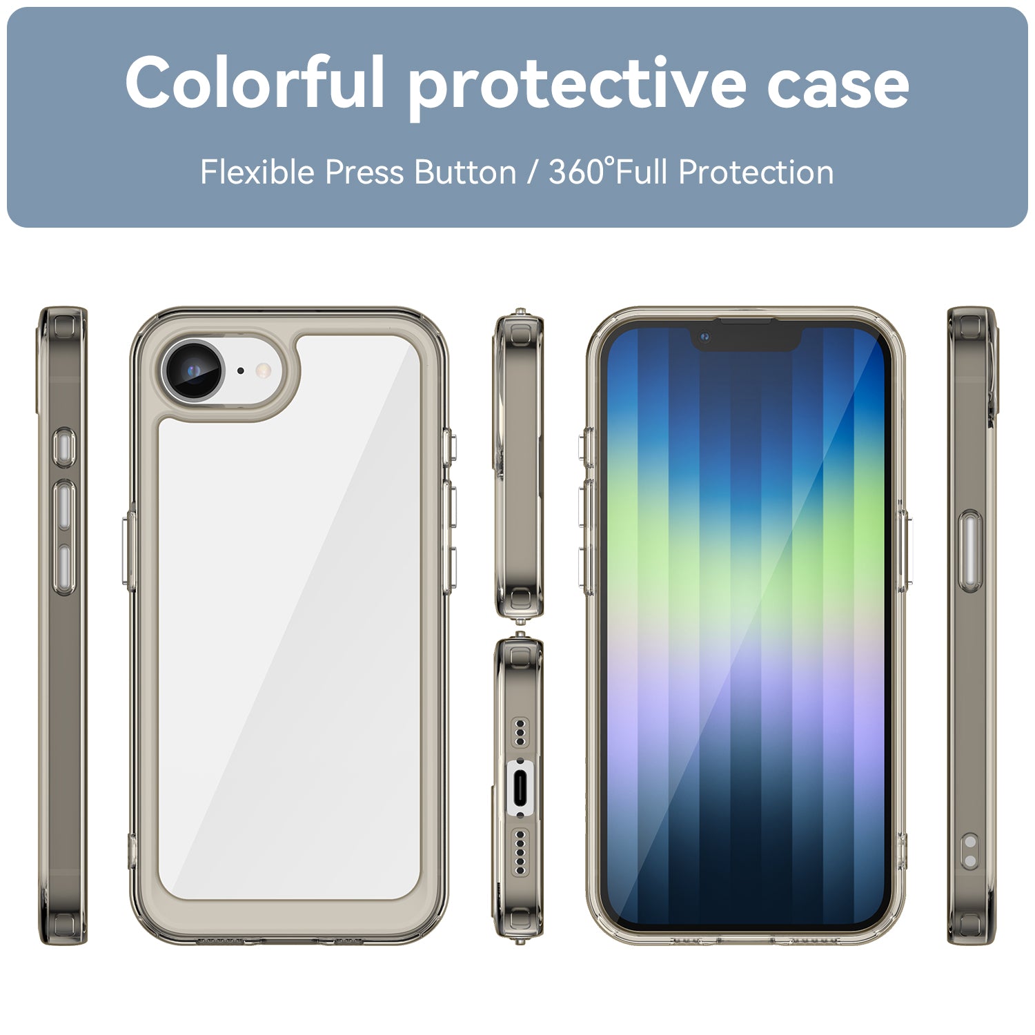iPhone 16e 17e Soft TPU Bumper Case Clear Gray