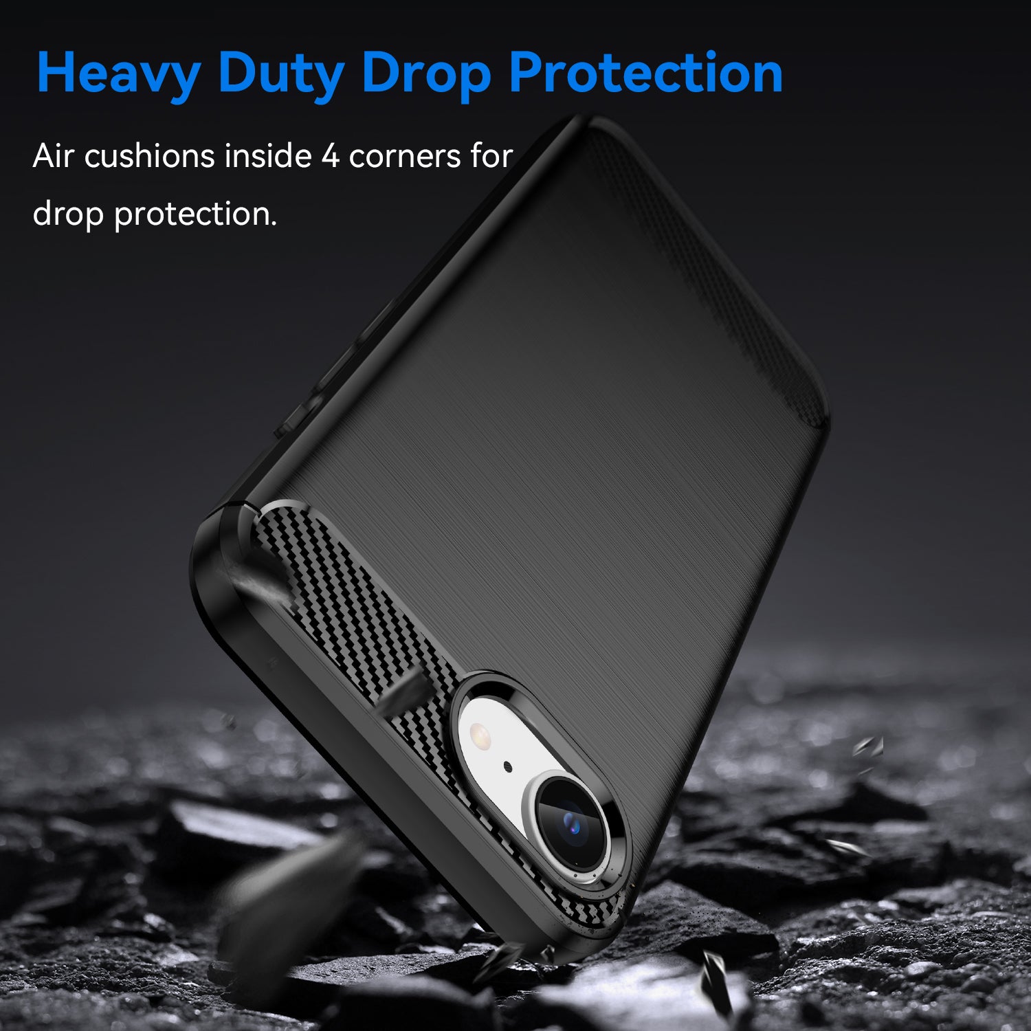 iPhone 16e 17e Carbon Fibre TPU Case Slim Shockproof Cover Black