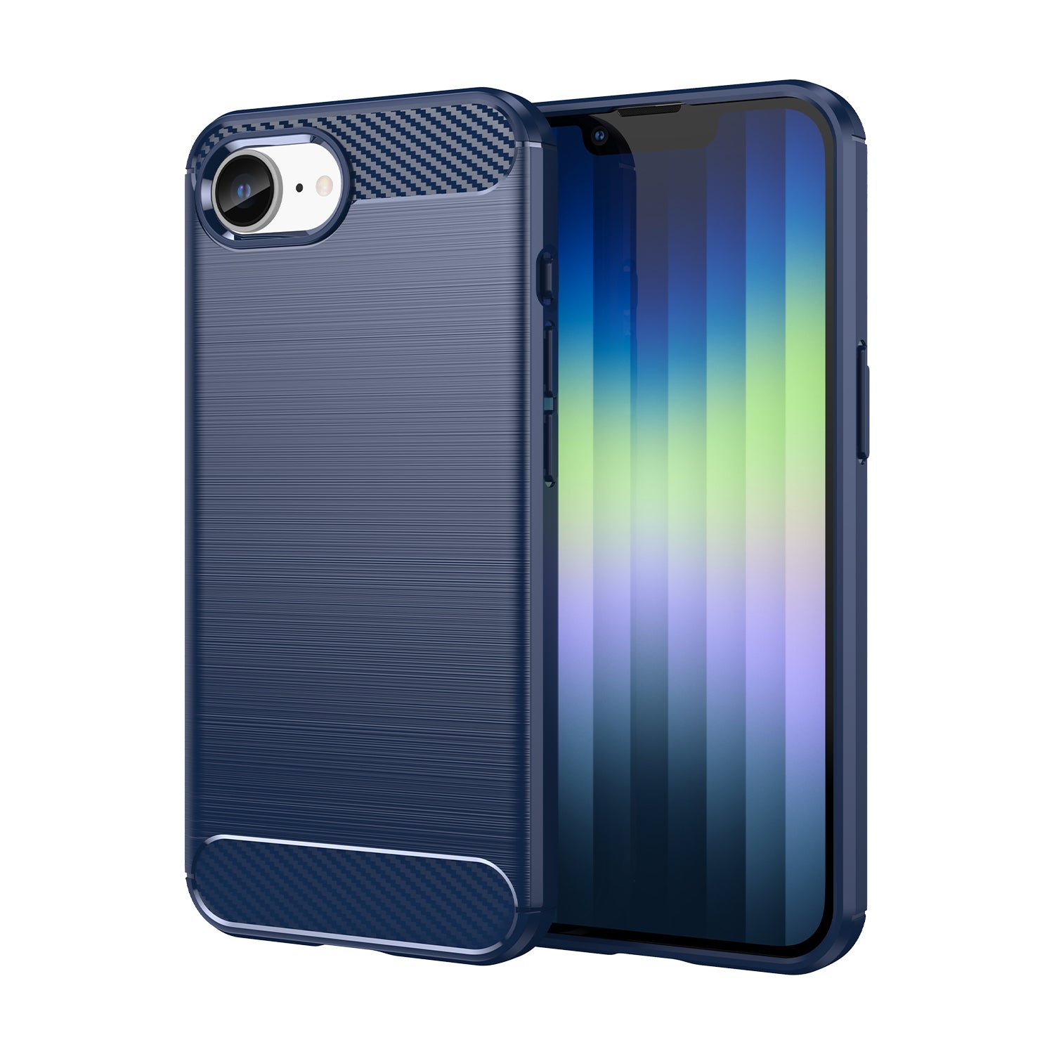 iPhone 16e 17e Carbon Fibre TPU Case Slim Shockproof Cover Navy
