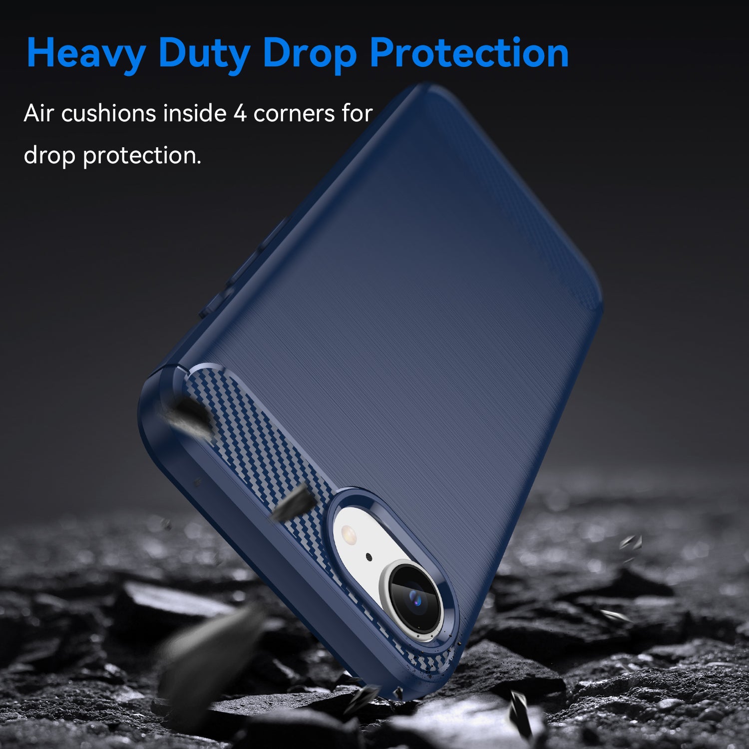 iPhone 16e 17e Carbon Fibre TPU Case Slim Shockproof Cover Navy