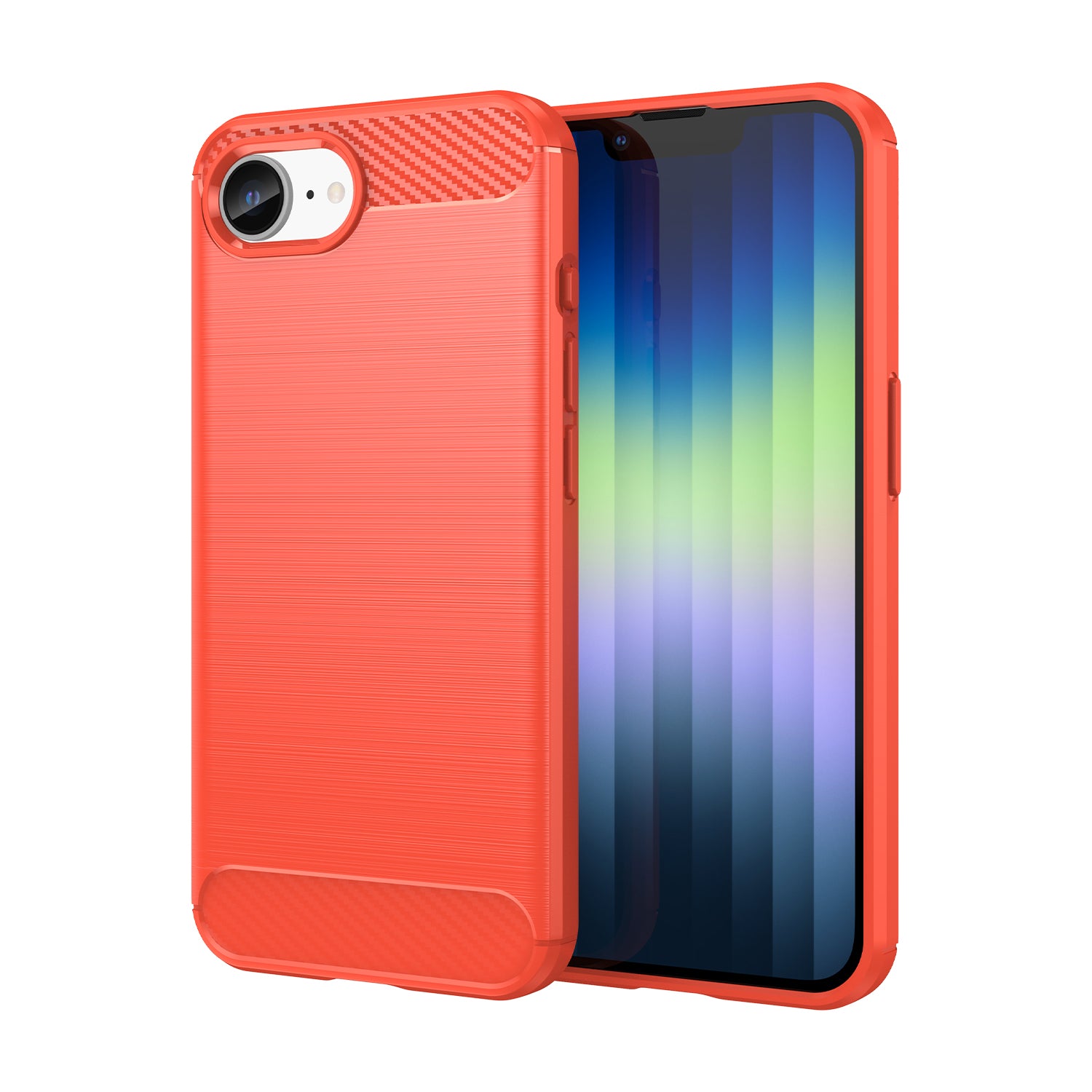 iPhone 16e 17e Carbon Fibre TPU Case Slim Shockproof Cover Red