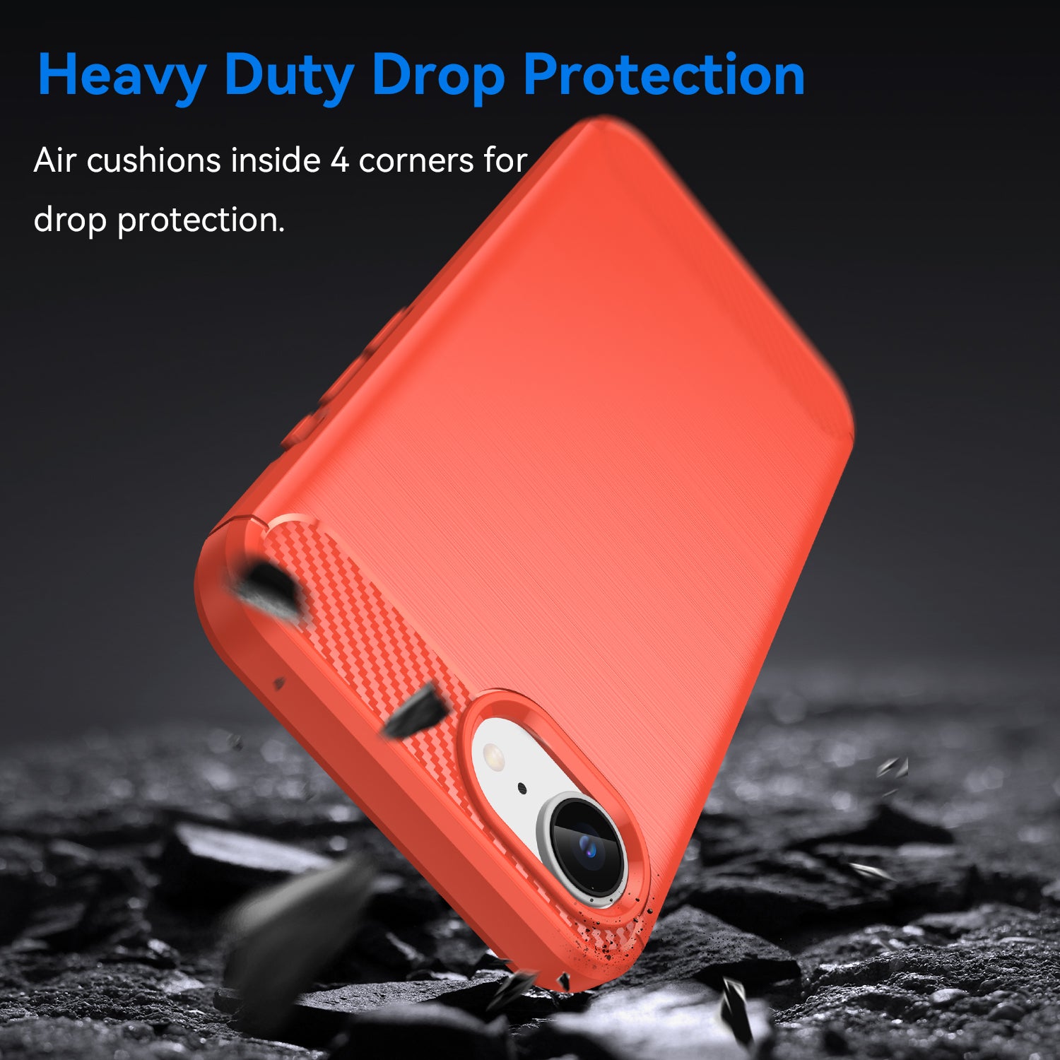 iPhone 16e 17e Carbon Fibre TPU Case Slim Shockproof Cover Red