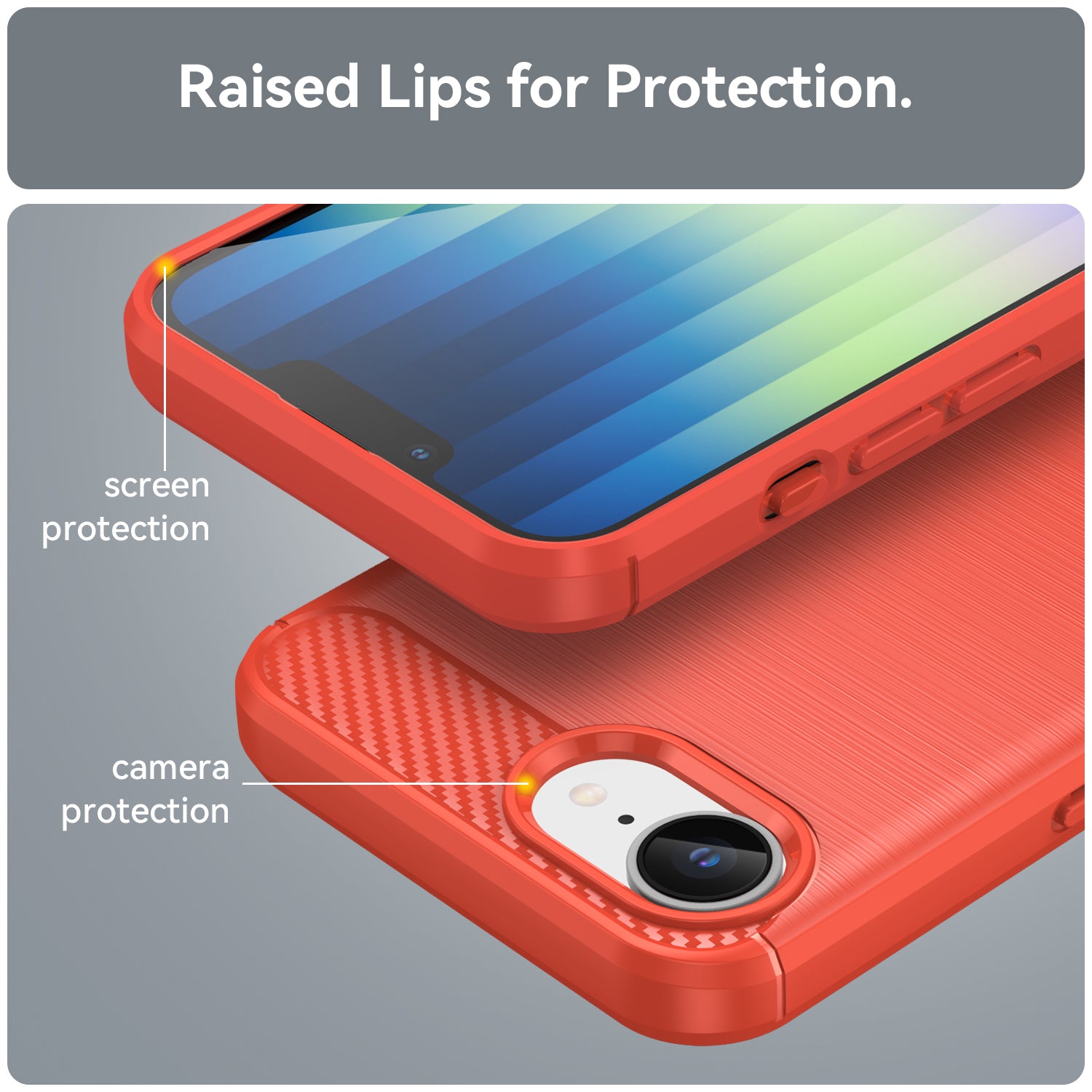 iPhone 16e 17e Carbon Fibre TPU Case Slim Shockproof Cover Red