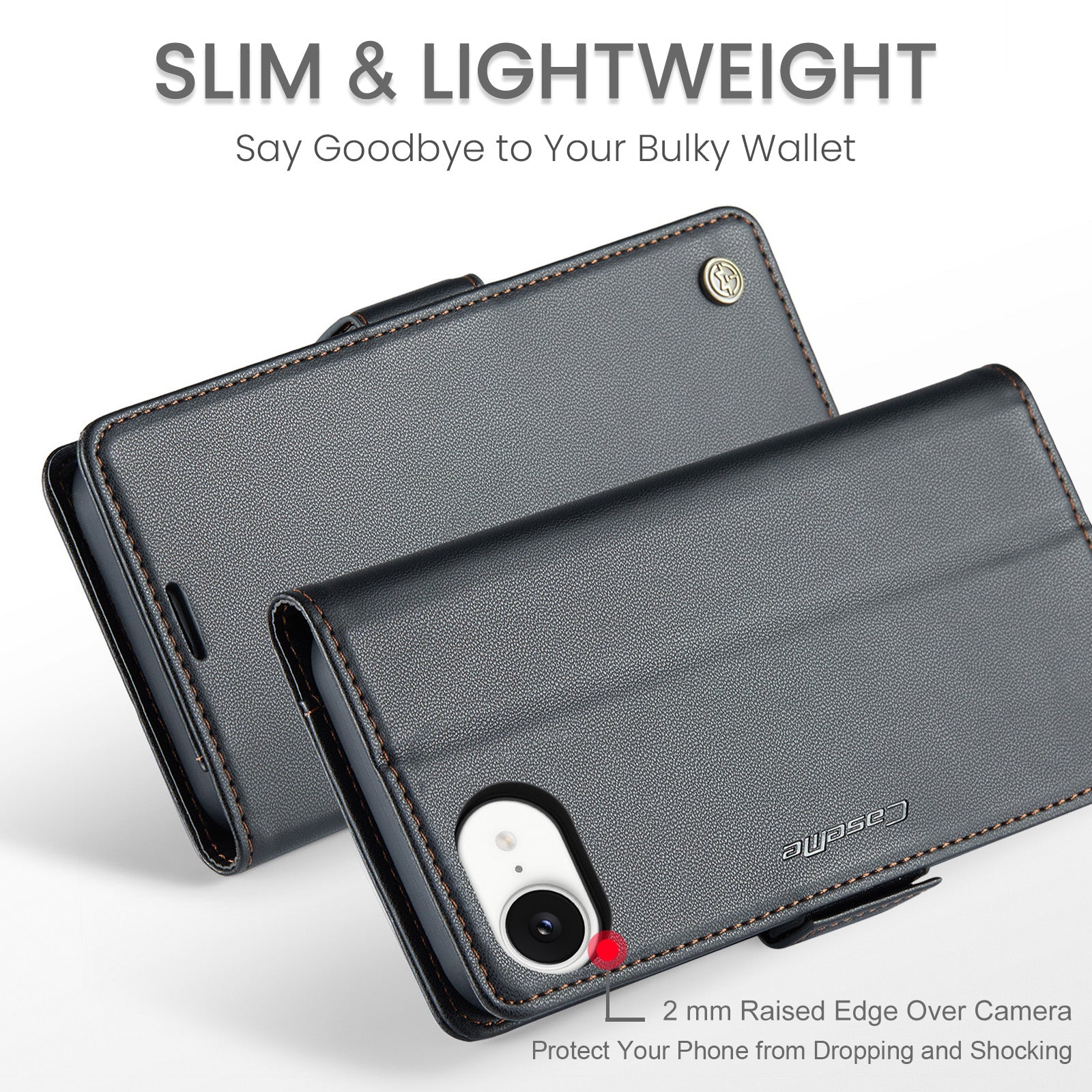 iPhone 16e 17e CaseMe Retro Wallet Case Black