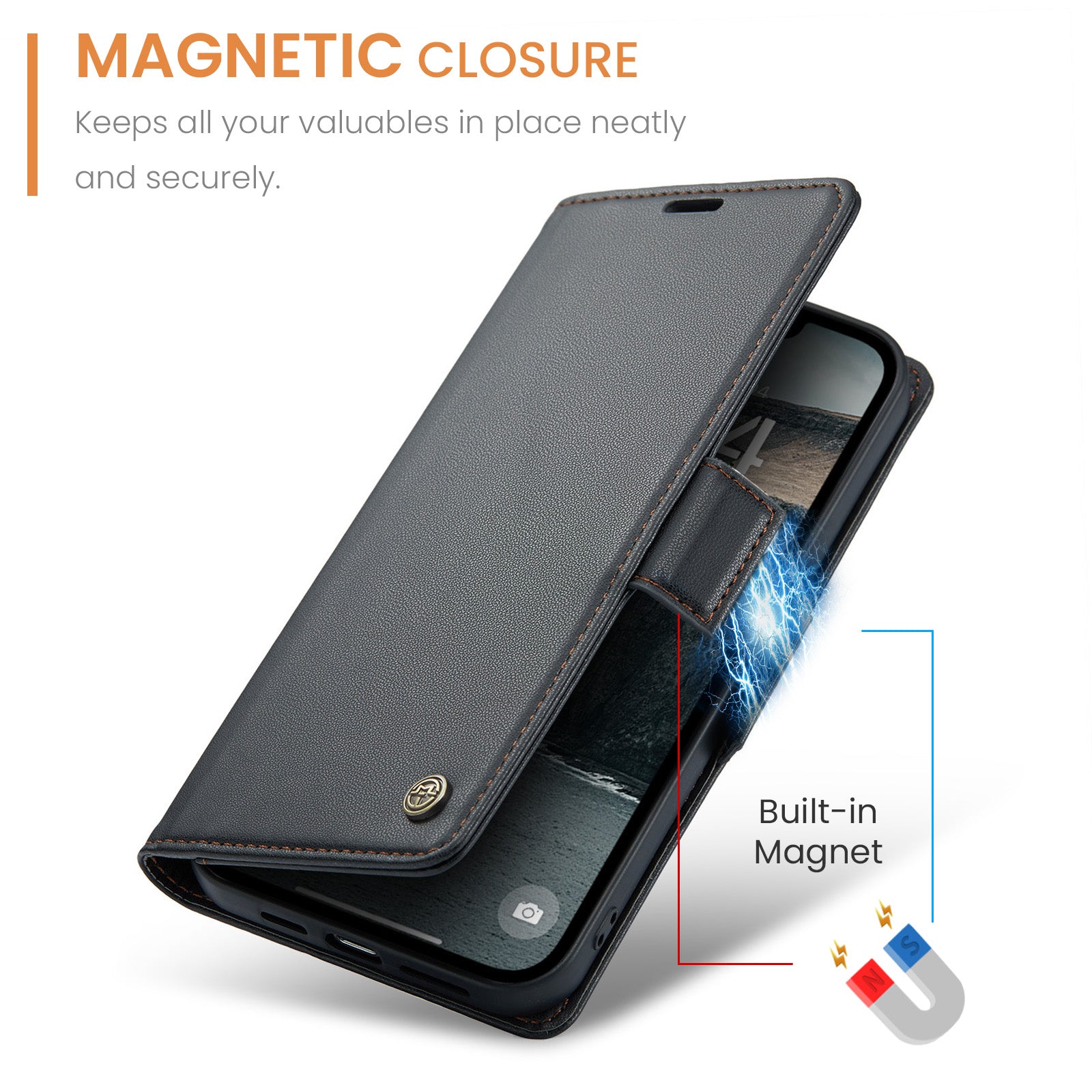 iPhone 16e 17e CaseMe Retro Wallet Case Black