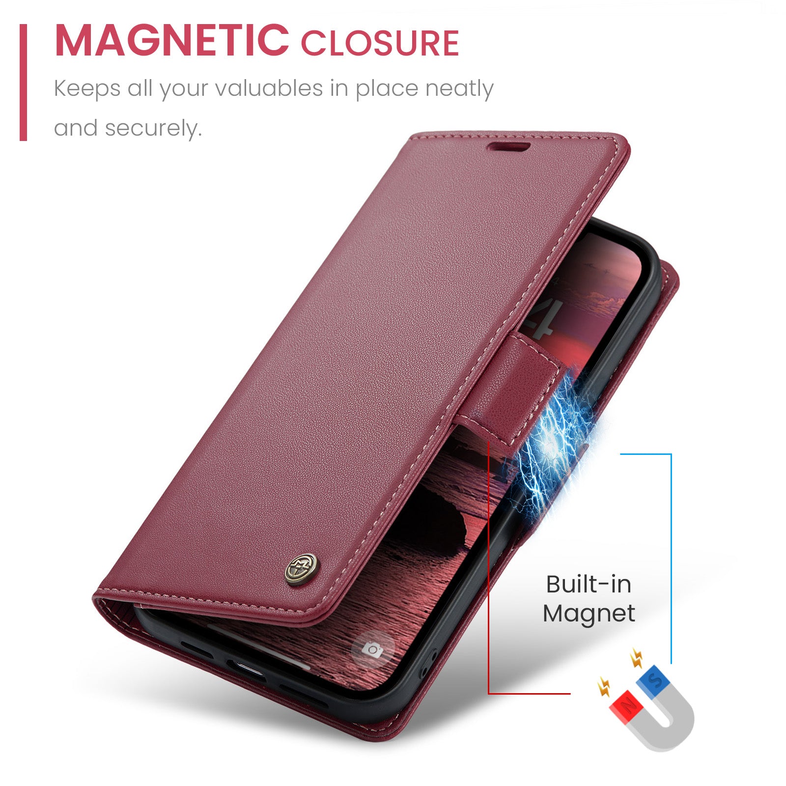 iPhone 16e 17e CaseMe Retro Wallet Case Maroon