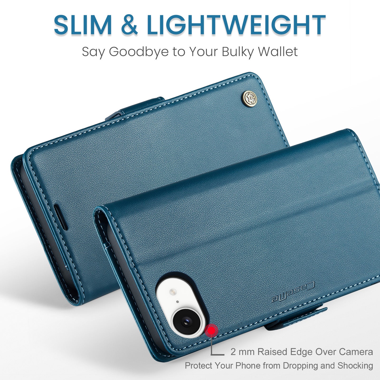 iPhone 16e 17e CaseMe Retro Wallet Case Navy