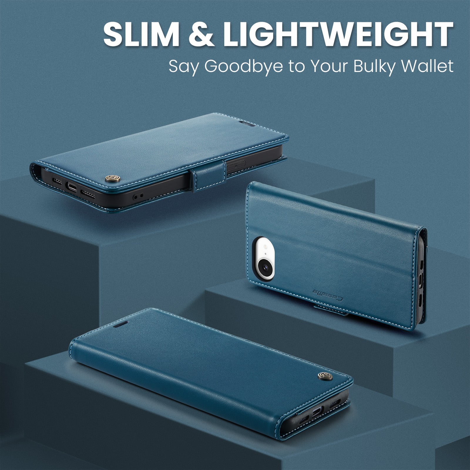 iPhone 16e 17e CaseMe Retro Wallet Case Navy