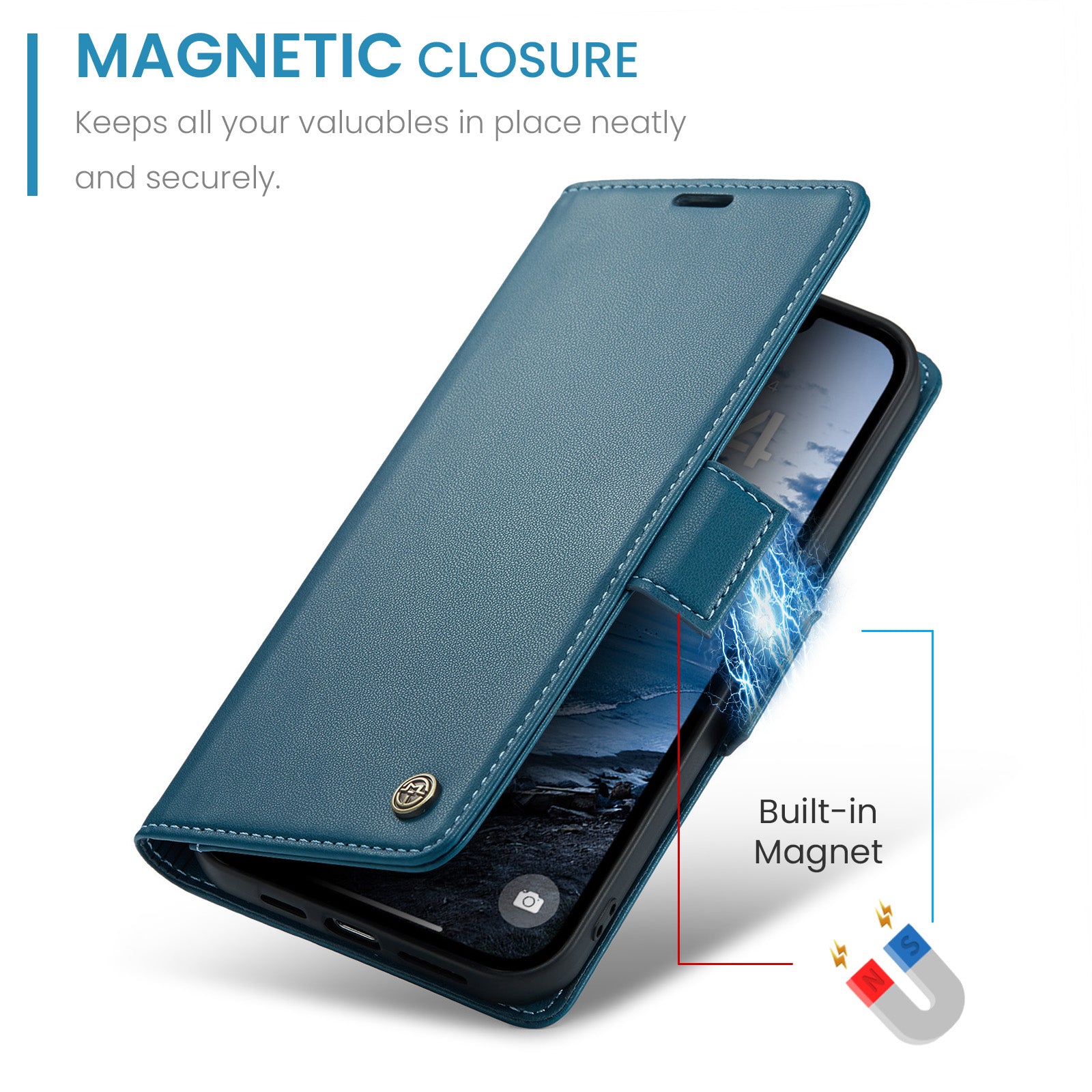 iPhone 16e 17e CaseMe Retro Wallet Case Navy