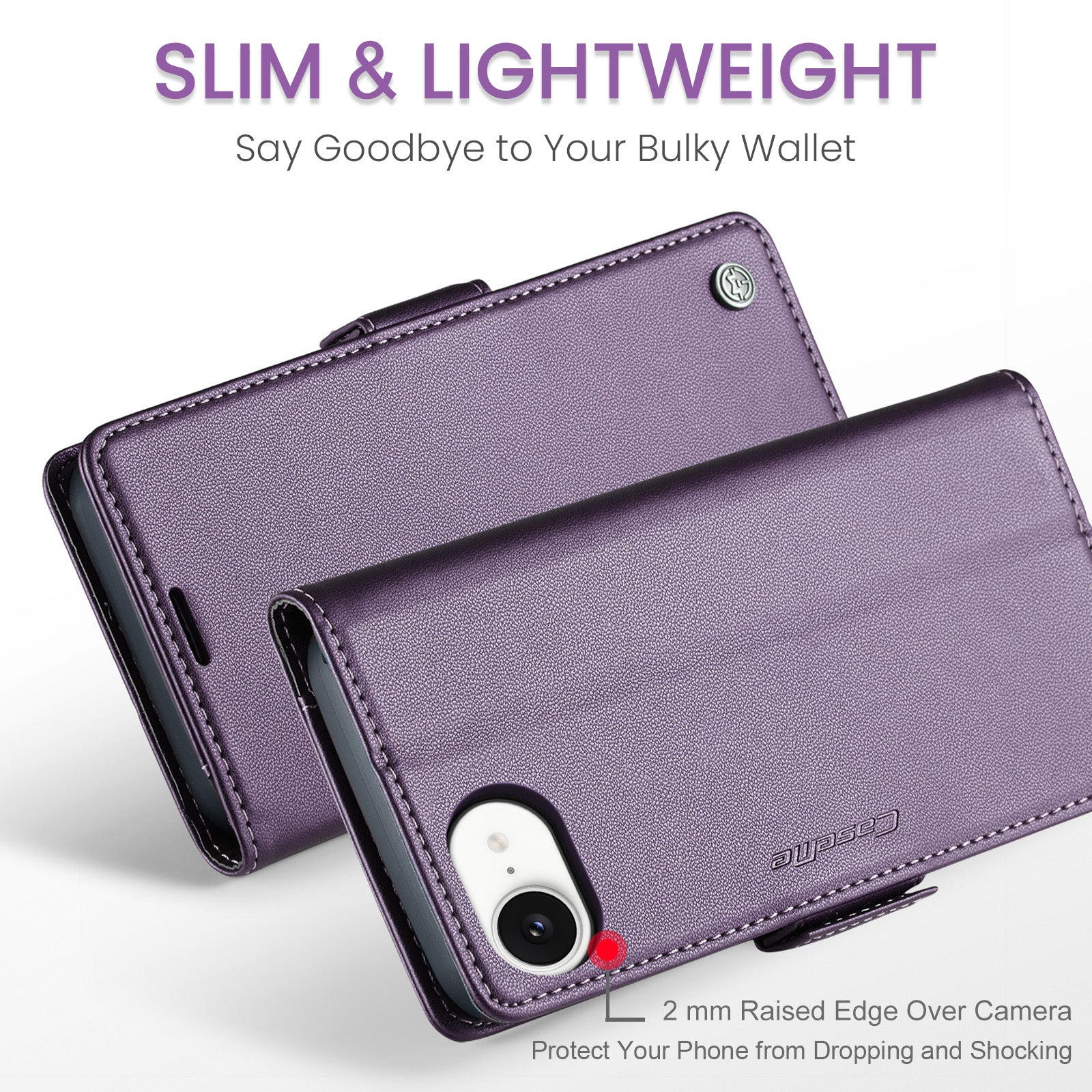 iPhone 16e 17e CaseMe Retro Wallet Case Purple