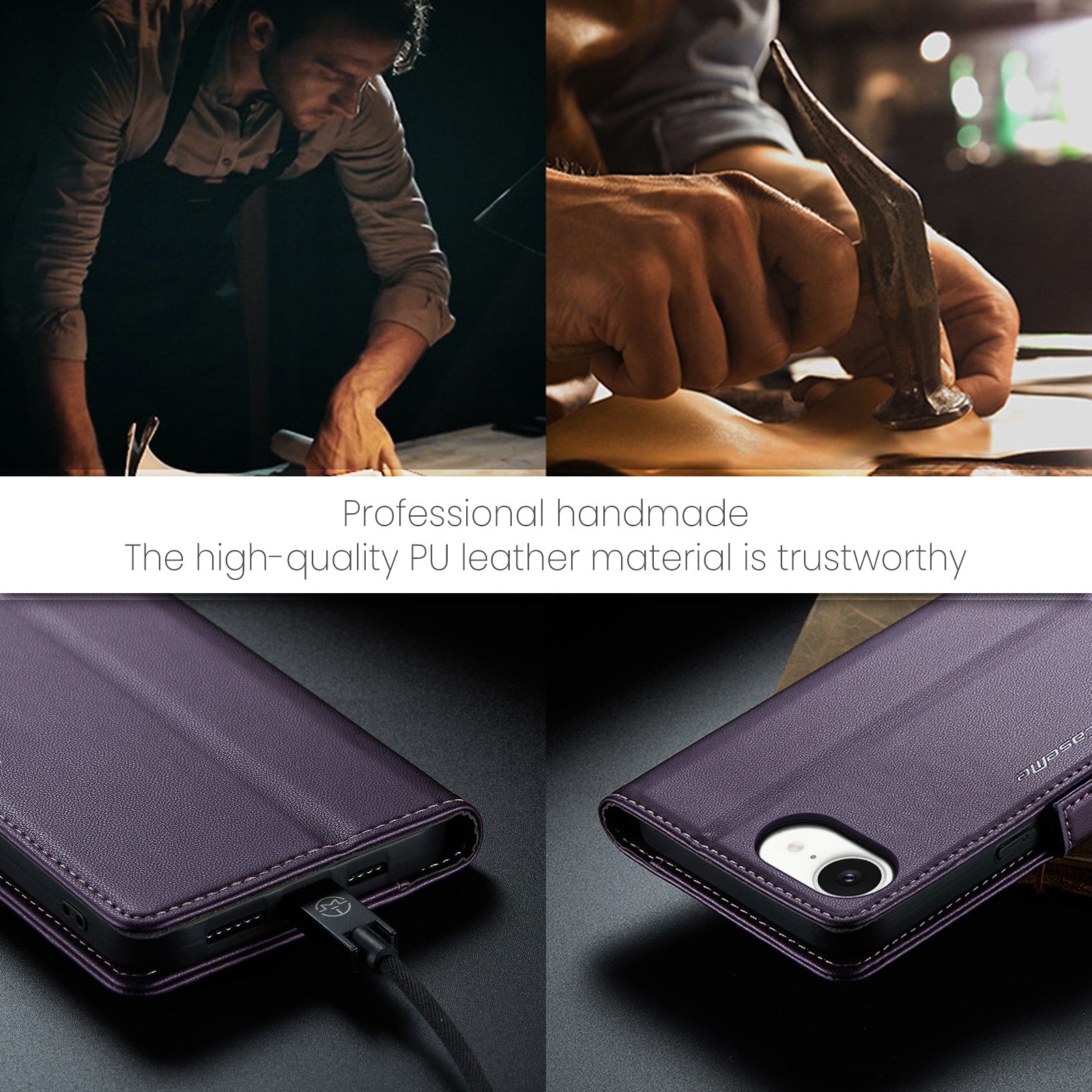 iPhone 16e 17e CaseMe Retro Wallet Case Purple