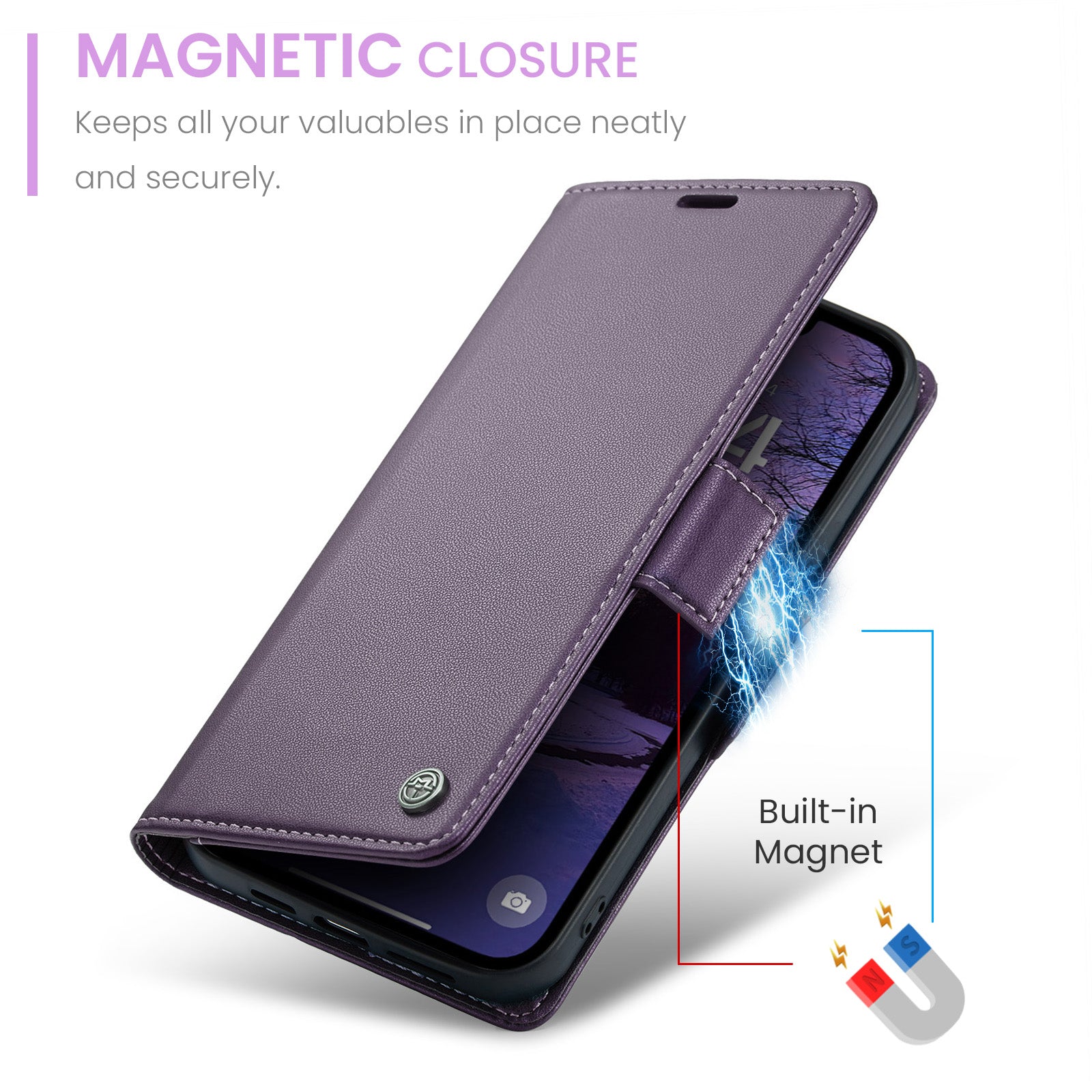 iPhone 16e 17e CaseMe Retro Wallet Case Purple