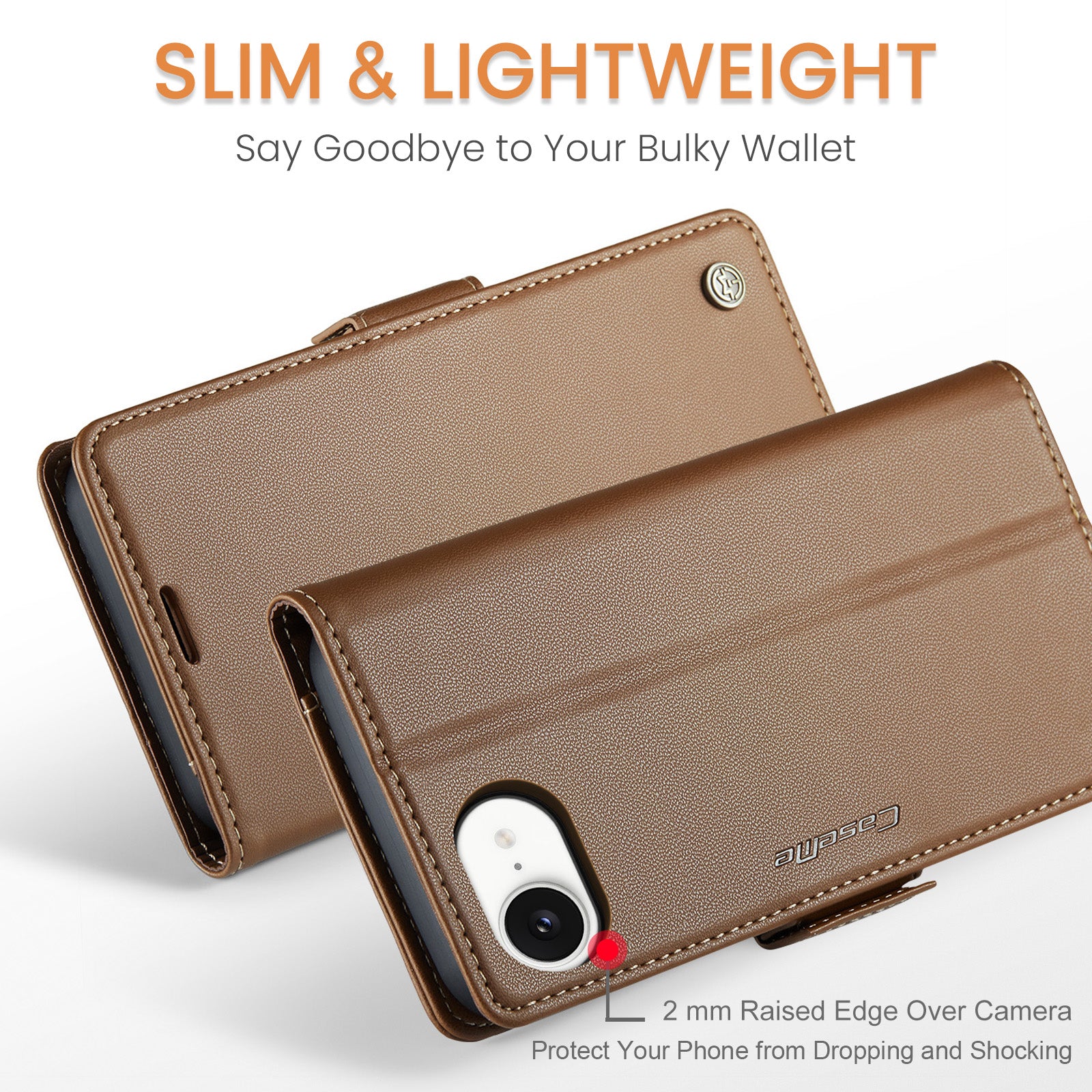 iPhone 16e 17e CaseMe Retro Wallet Case Brown