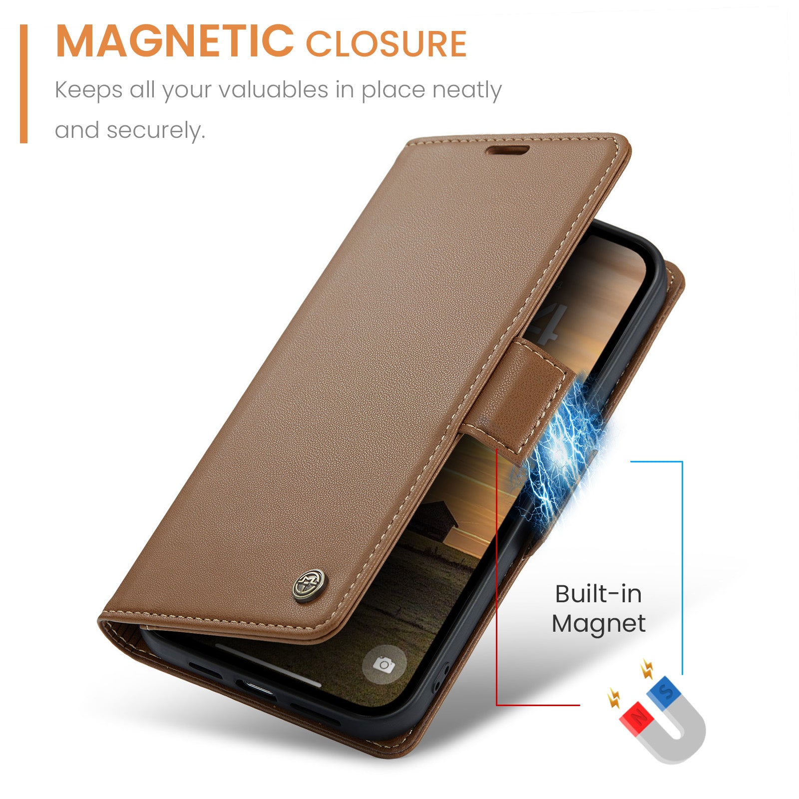 iPhone 16e 17e CaseMe Retro Wallet Case Brown