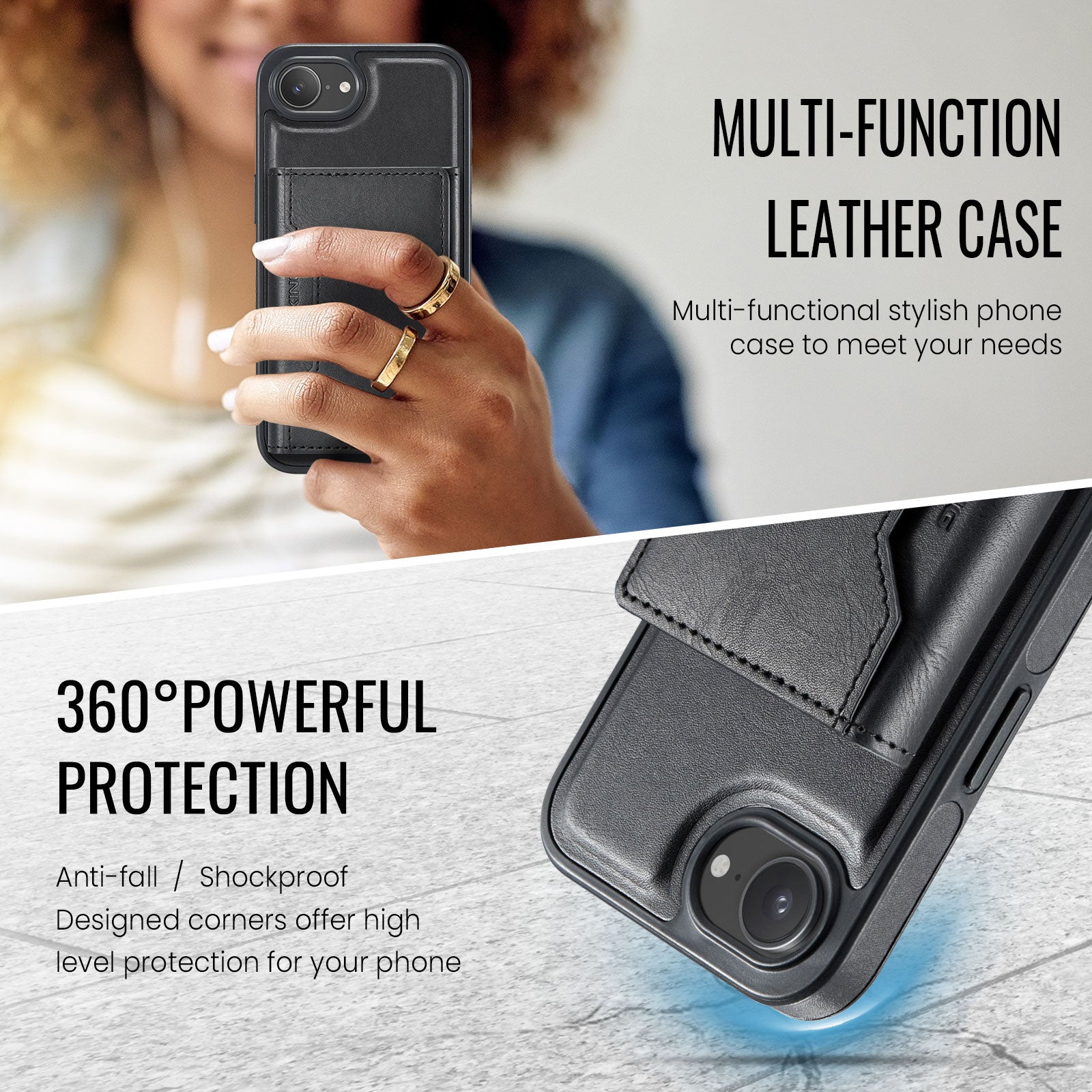 iPhone 16e 17e DG.Ming MagSafe Wallet Case Black
