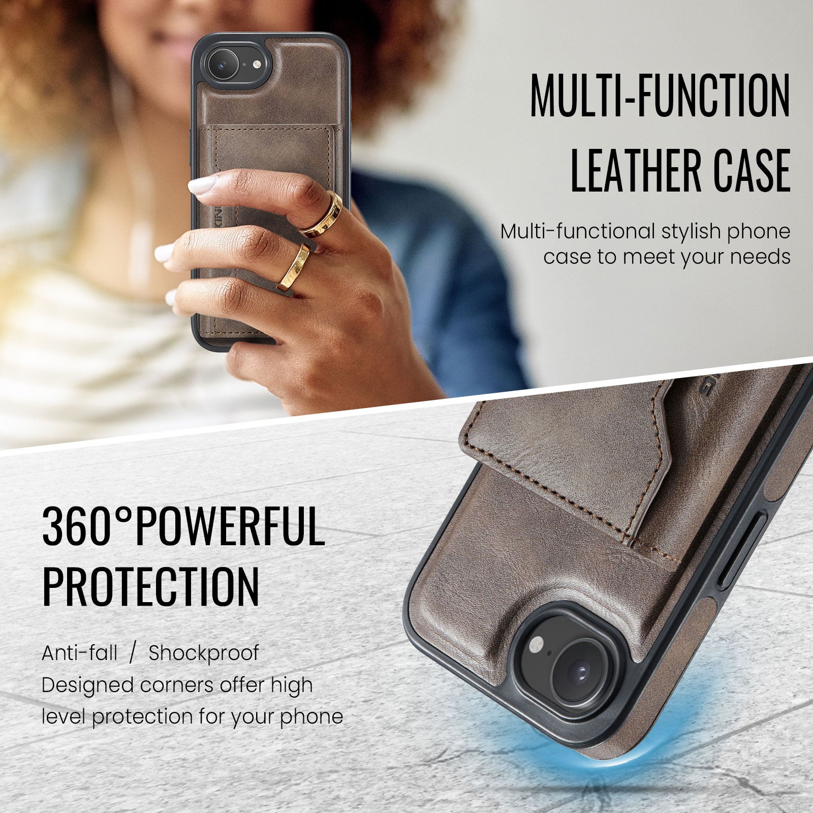 iPhone 16e 17e DG.Ming MagSafe Wallet Case Coffee