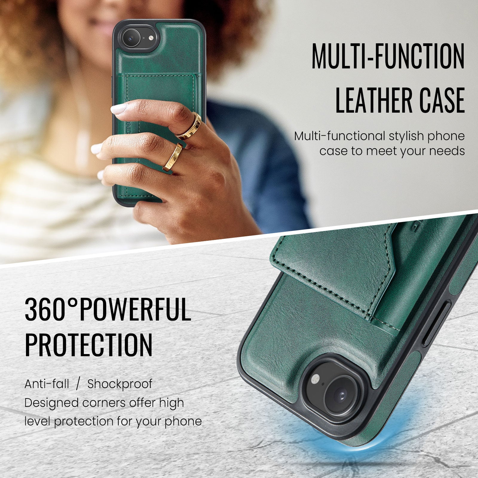 iPhone 16e 17e DG.Ming MagSafe Wallet Case Green