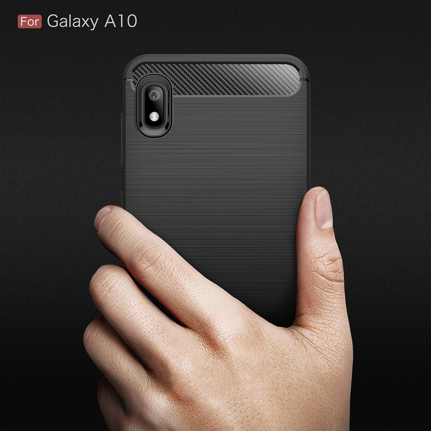Samsung A10 Carbon Fibre TPU Case Slim Shockproof Cover Black