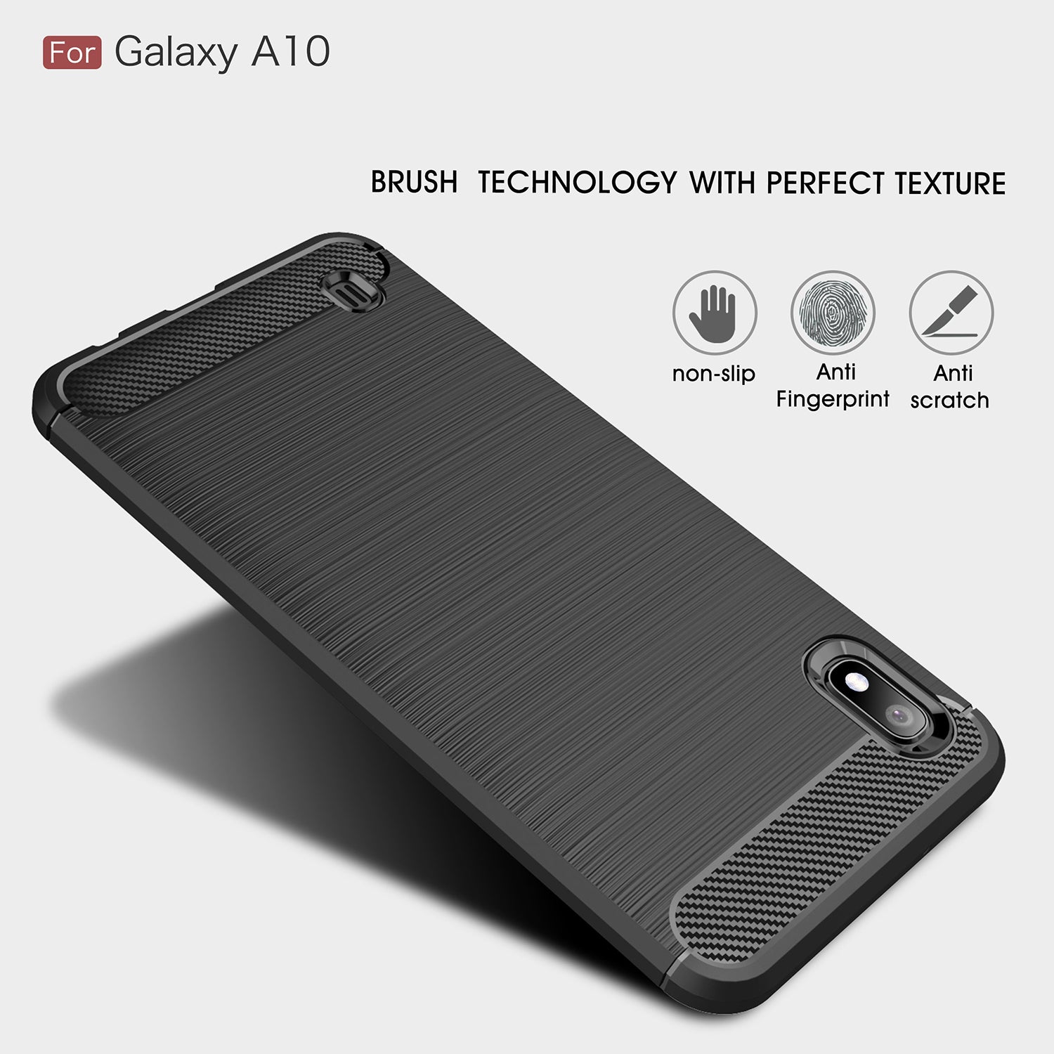 Samsung A10 Carbon Fibre TPU Case Slim Shockproof Cover Black