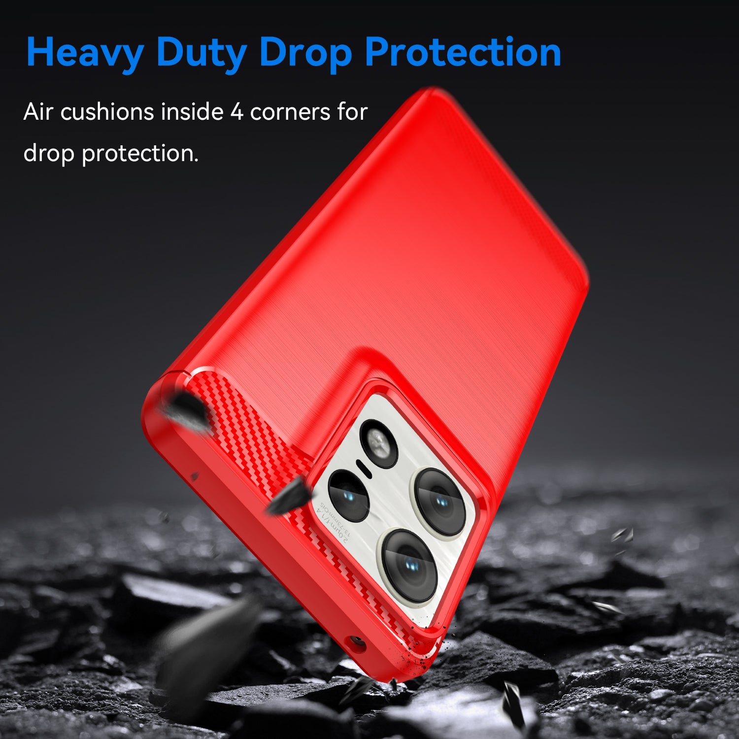 Motorola Moto Edge 50Pro Carbon Fibre TPU Case Slim Shockproof Cover Red