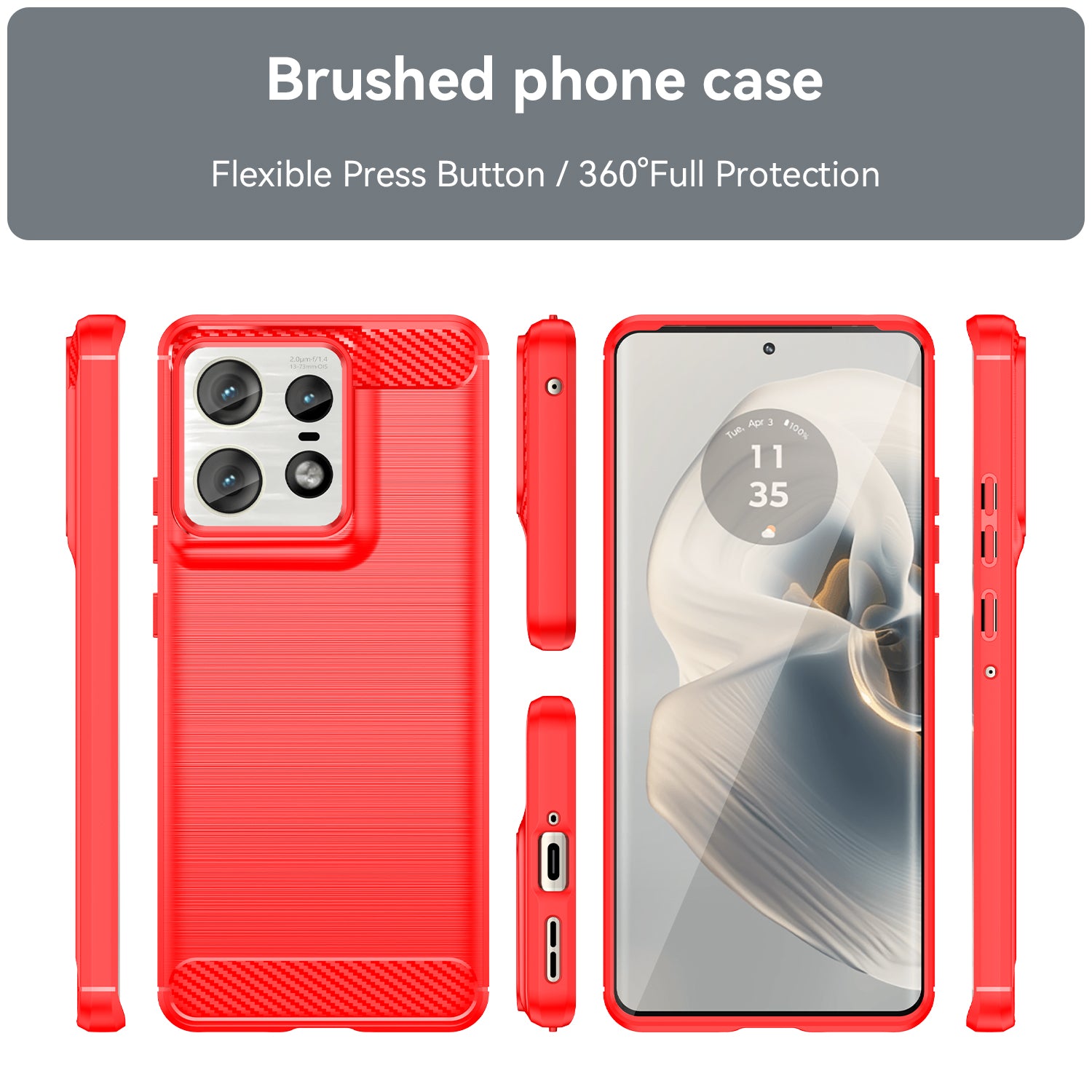Motorola Moto Edge 50Pro Carbon Fibre TPU Case Slim Shockproof Cover Red