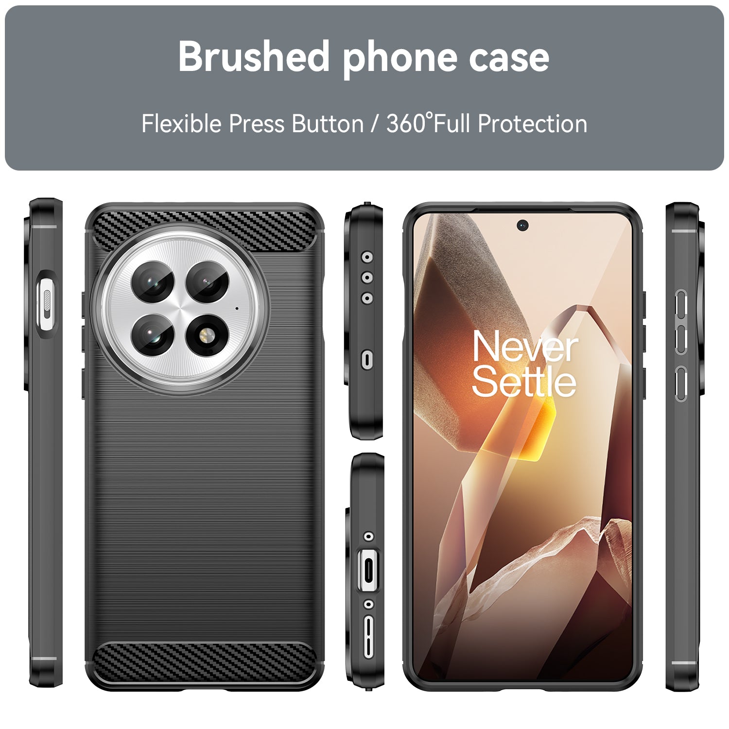 OnePlus 13 Carbon Fibre TPU Case Slim Shockproof Cover Black