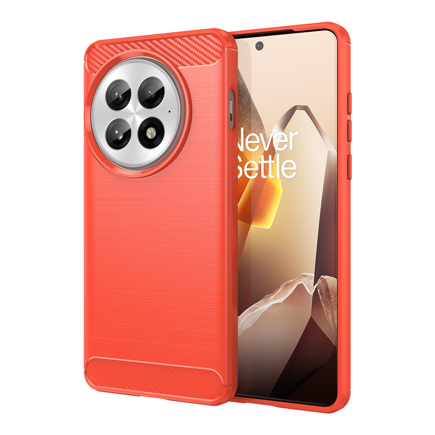 OnePlus 13 Carbon Fibre TPU Case Slim Shockproof Cover Red