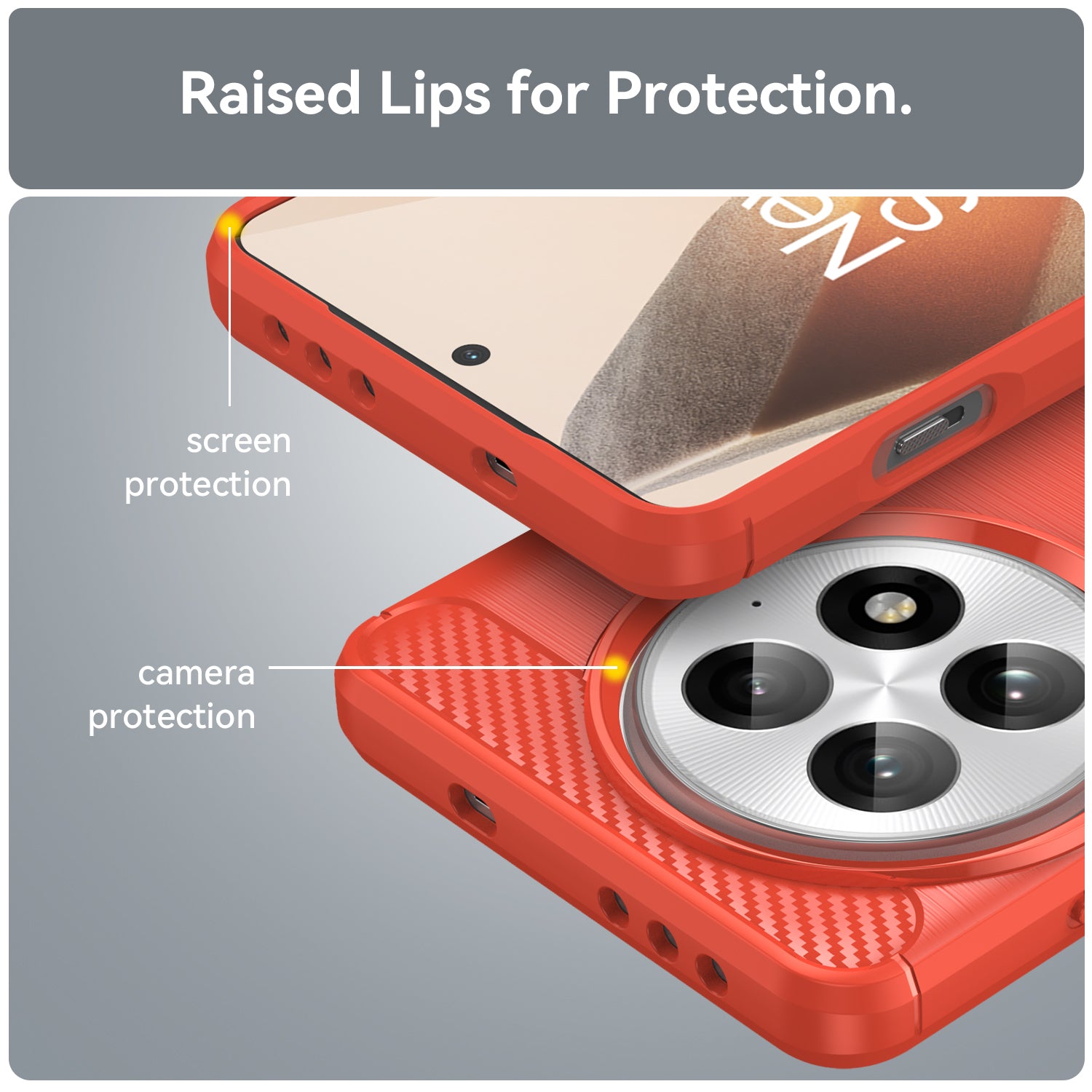 OnePlus 13 Carbon Fibre TPU Case Slim Shockproof Cover Red