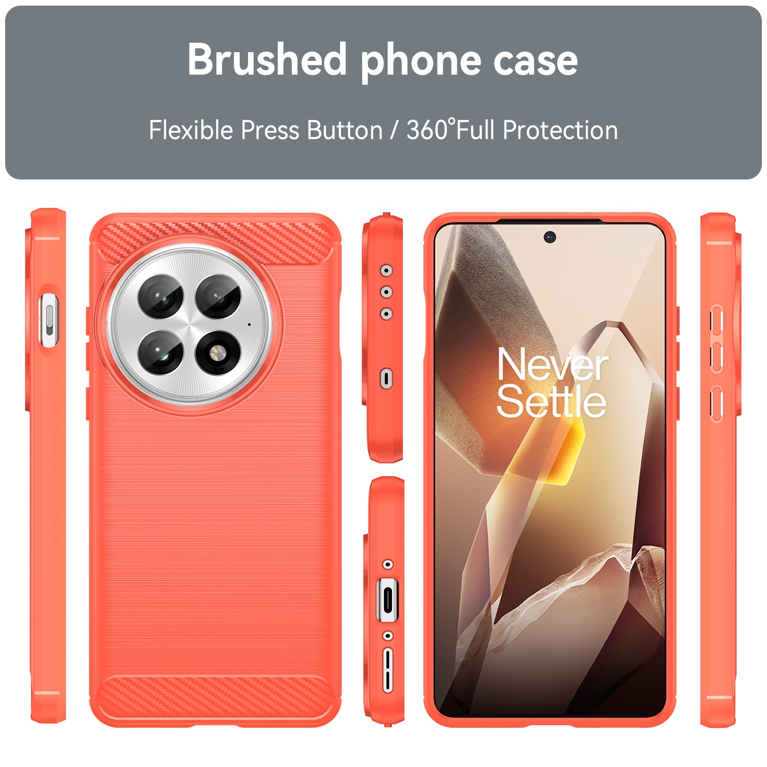 OnePlus 13 Carbon Fibre TPU Case Slim Shockproof Cover Red