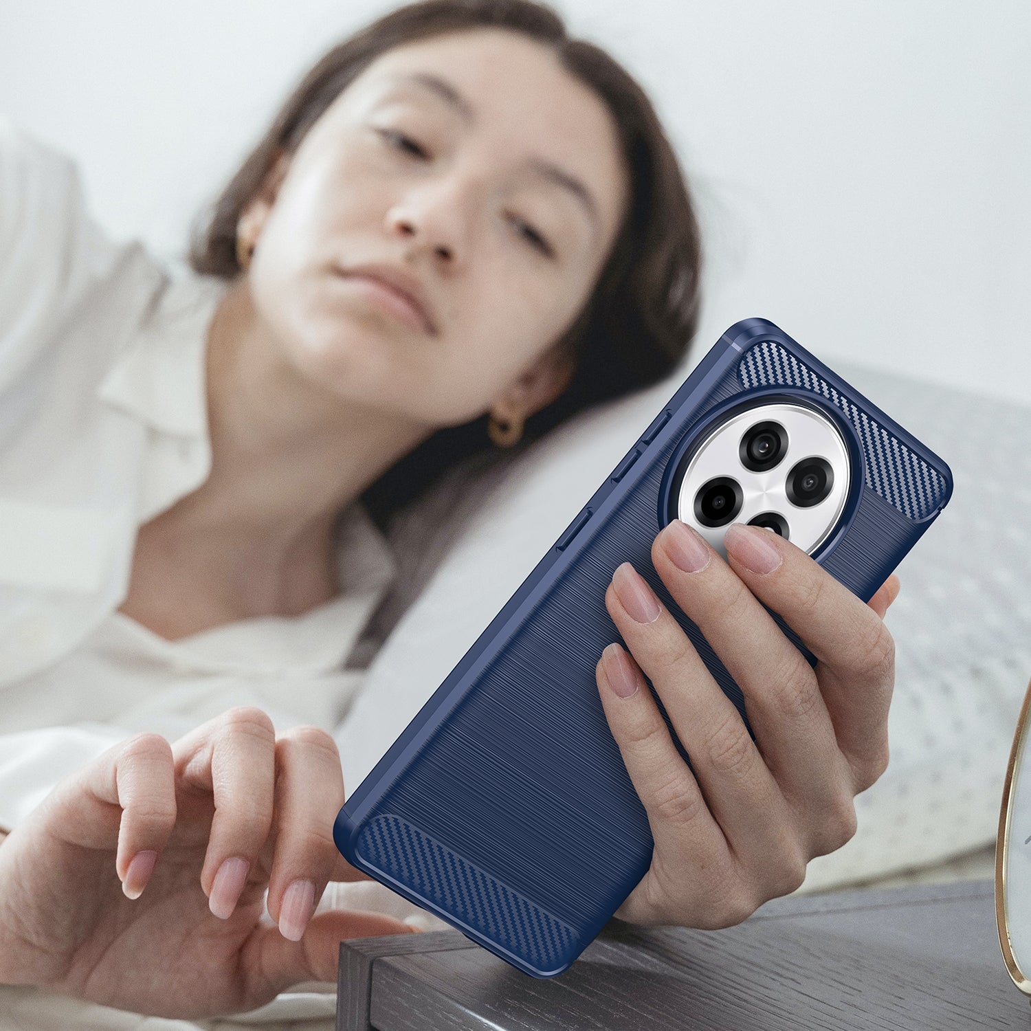 OnePlus 13R 5G Carbon Fibre TPU Case Slim Shockproof Cover Navy