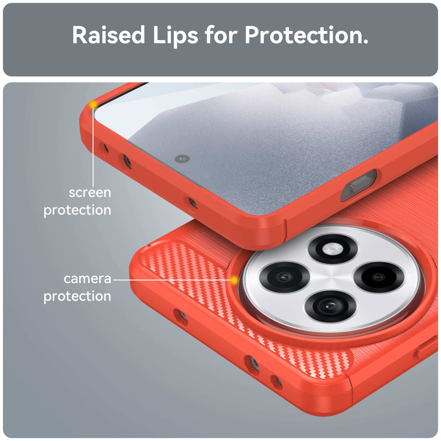 OnePlus 13R 5G Carbon Fibre TPU Case Slim Shockproof Cover Red