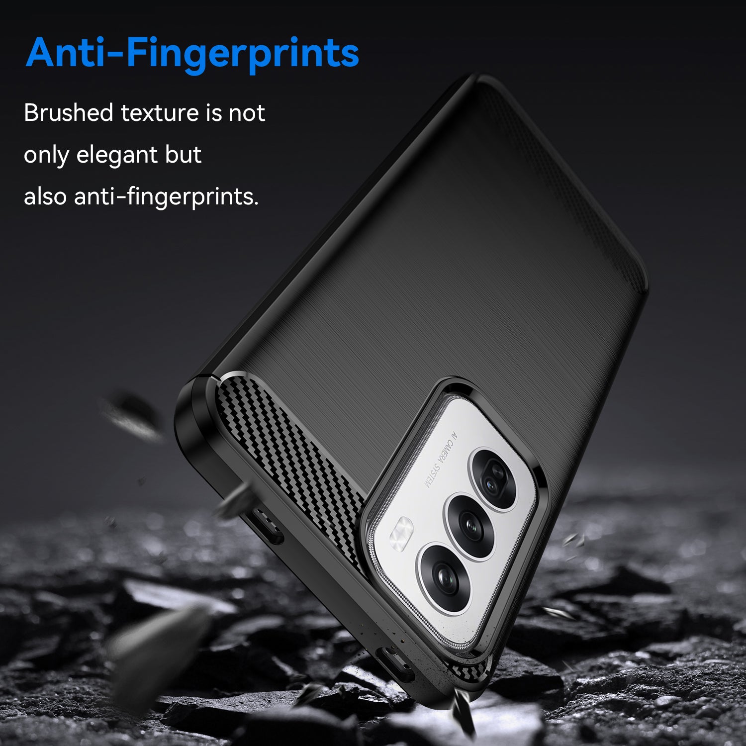 OPPO Reno 12 Carbon Fibre TPU Case Slim Shockproof Cover Black