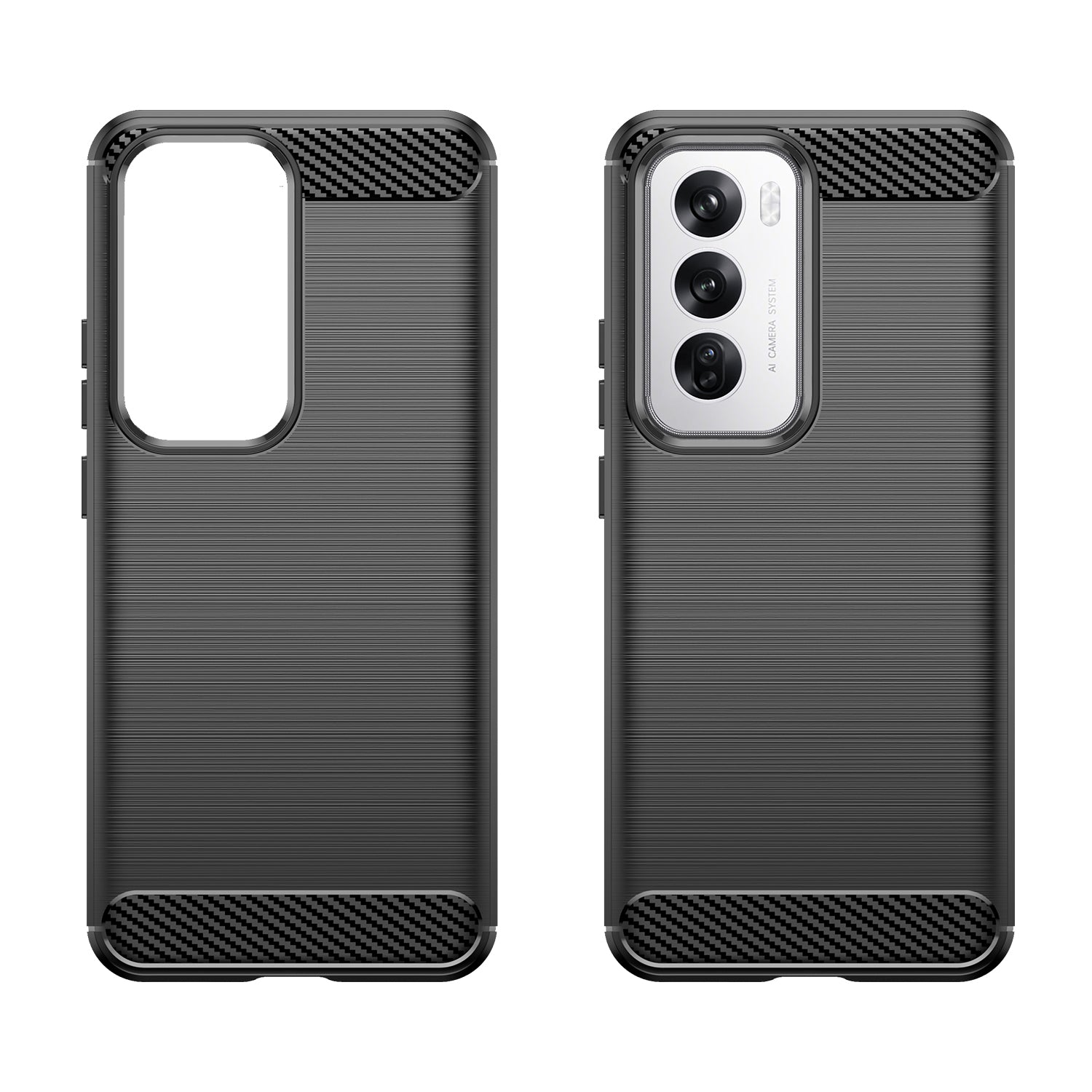 OPPO Reno 12 Carbon Fibre TPU Case Slim Shockproof Cover Black