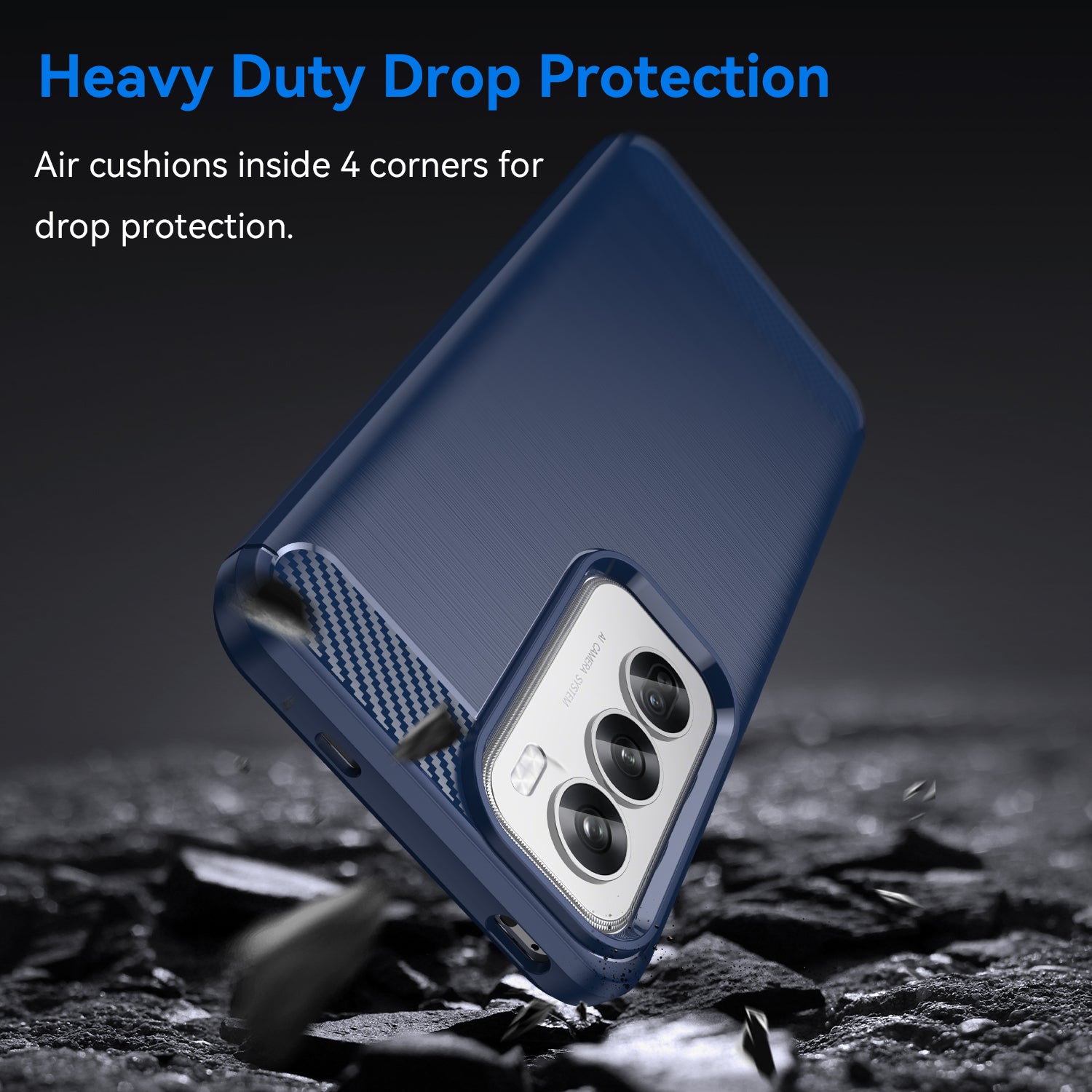 OPPO Reno 12Pro Carbon Fibre TPU Case Slim Shockproof Cover Navy