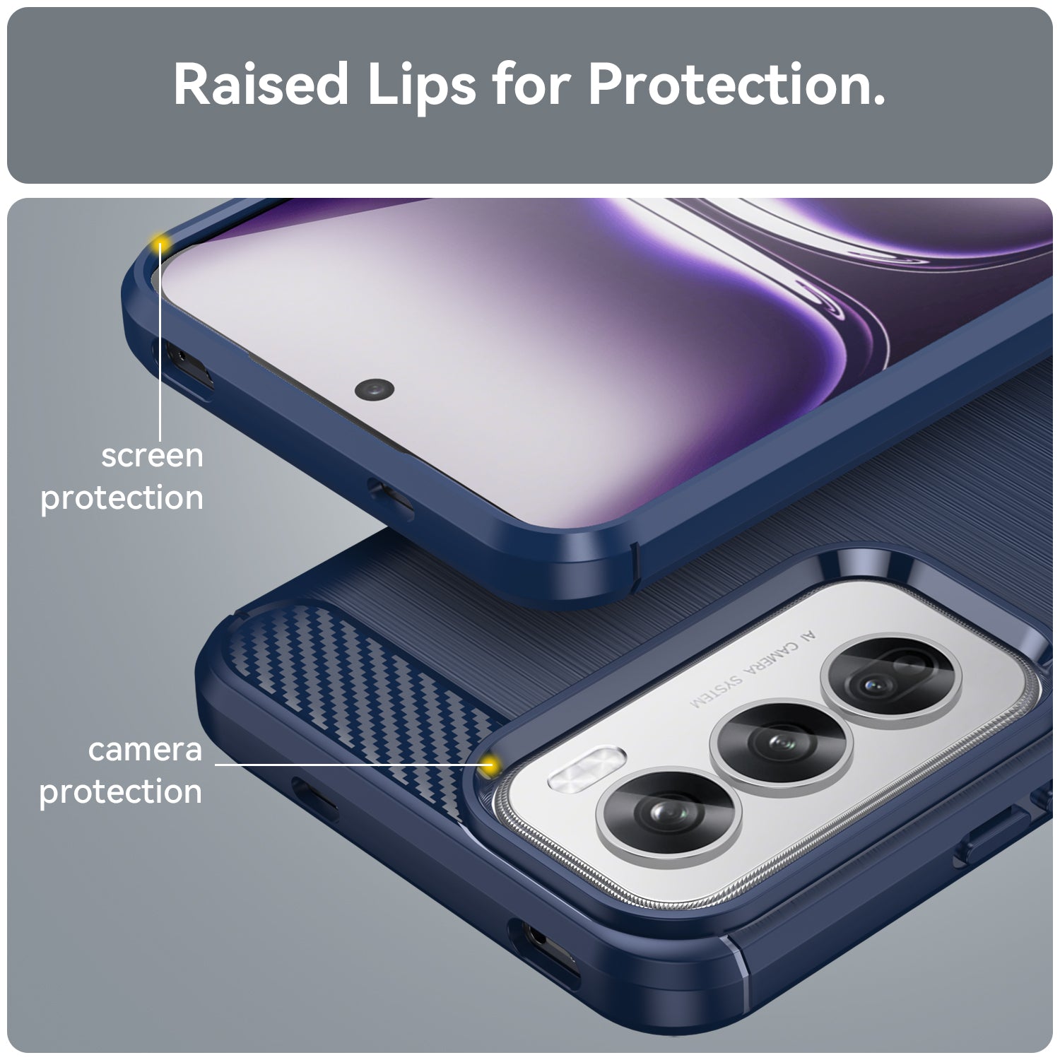 OPPO Reno 12Pro Carbon Fibre TPU Case Slim Shockproof Cover Navy