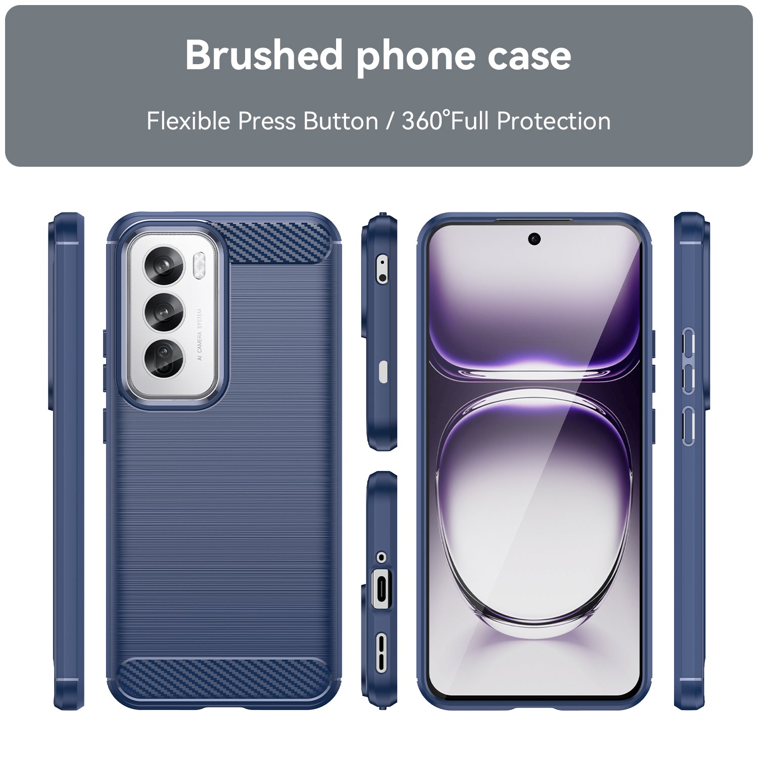OPPO Reno 12Pro Carbon Fibre TPU Case Slim Shockproof Cover Navy