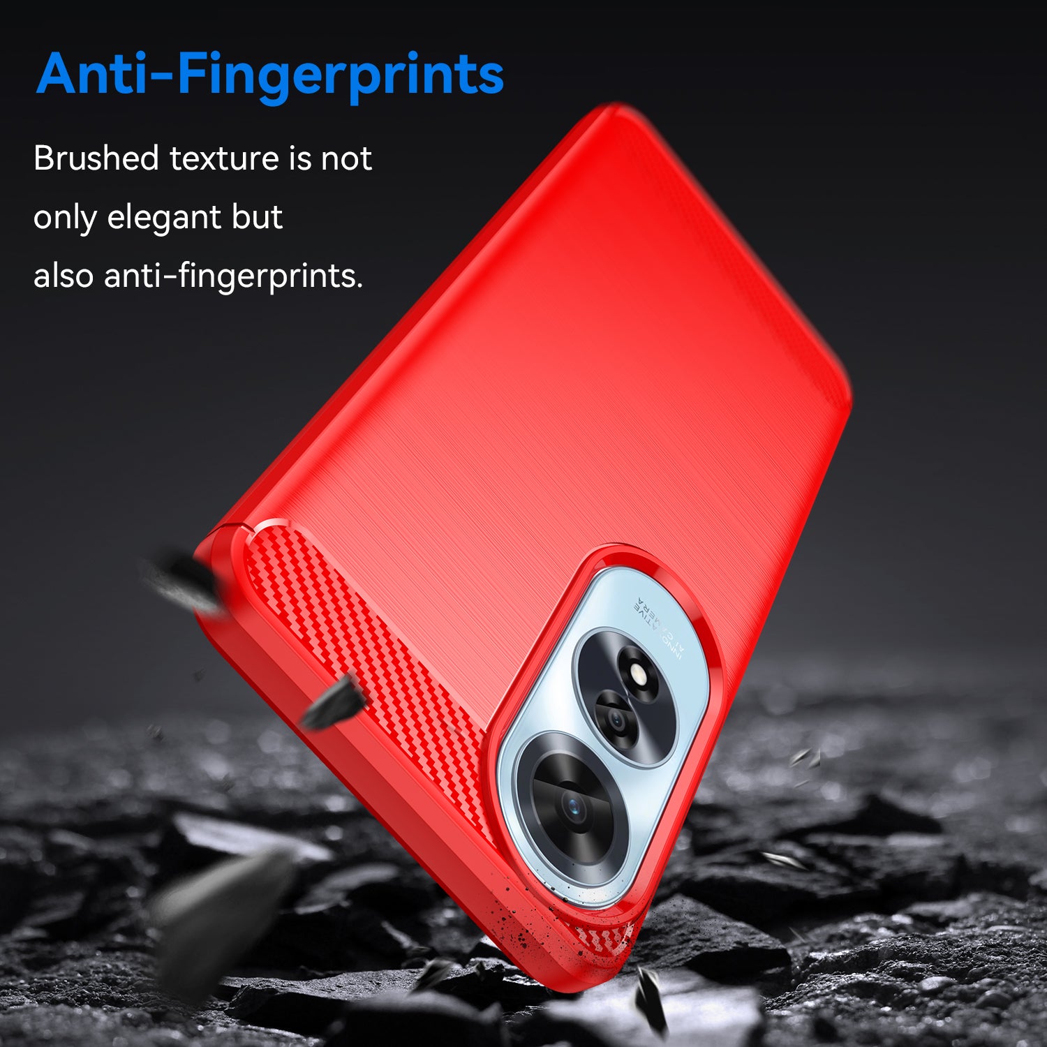 OPPO A60 4G Carbon Fibre TPU Case Slim Shockproof Cover Red
