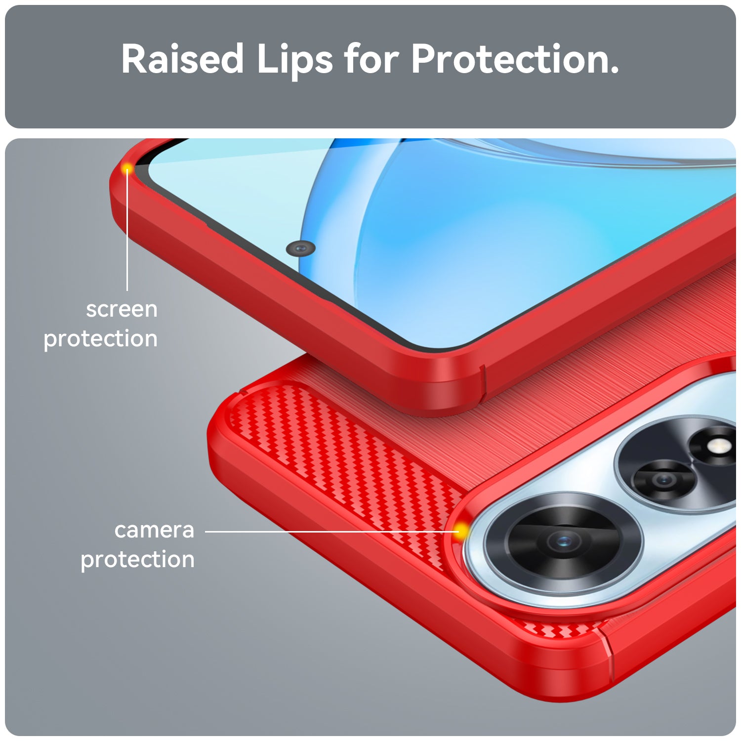 OPPO A60 4G Carbon Fibre TPU Case Slim Shockproof Cover Red