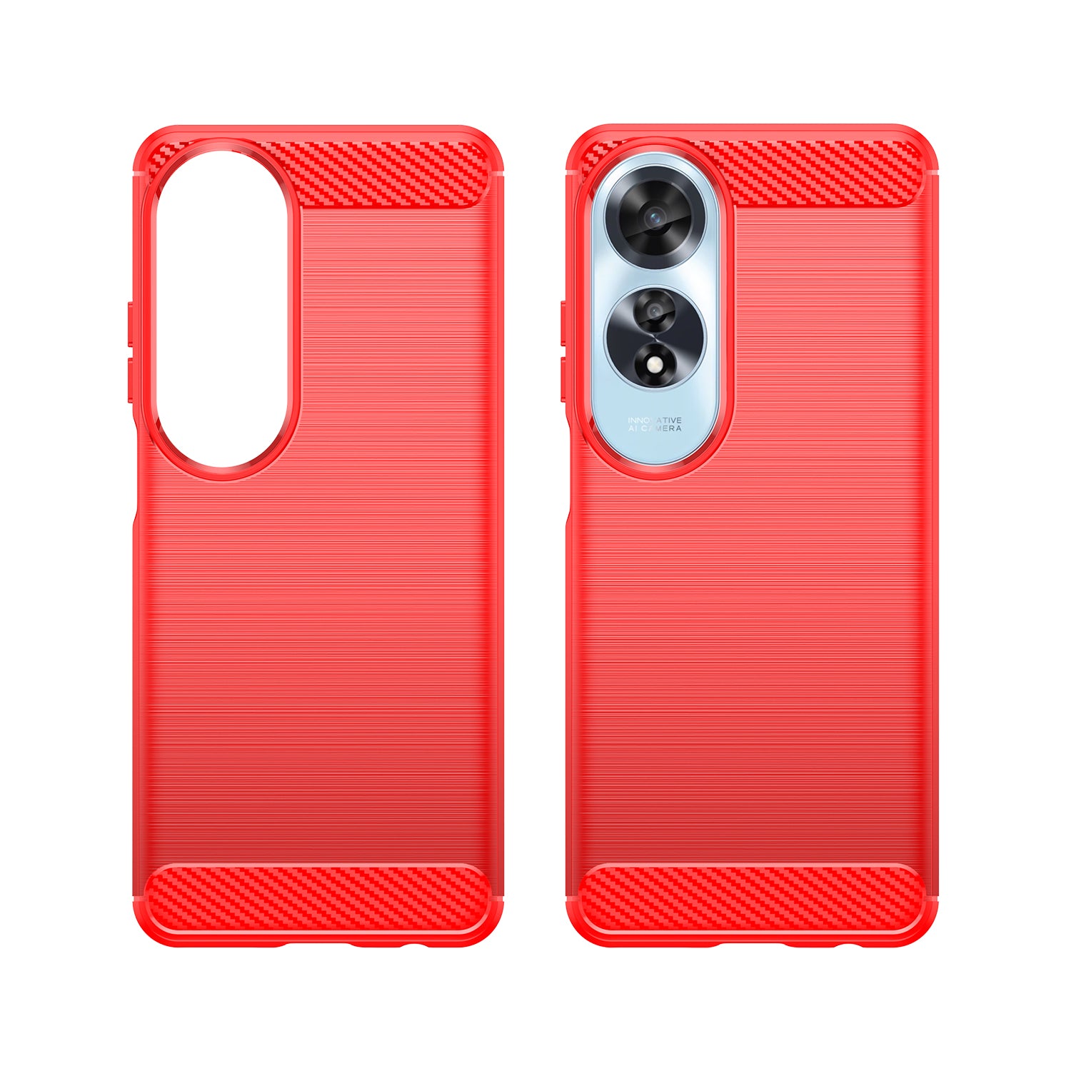 OPPO A60 4G Carbon Fibre TPU Case Slim Shockproof Cover Red