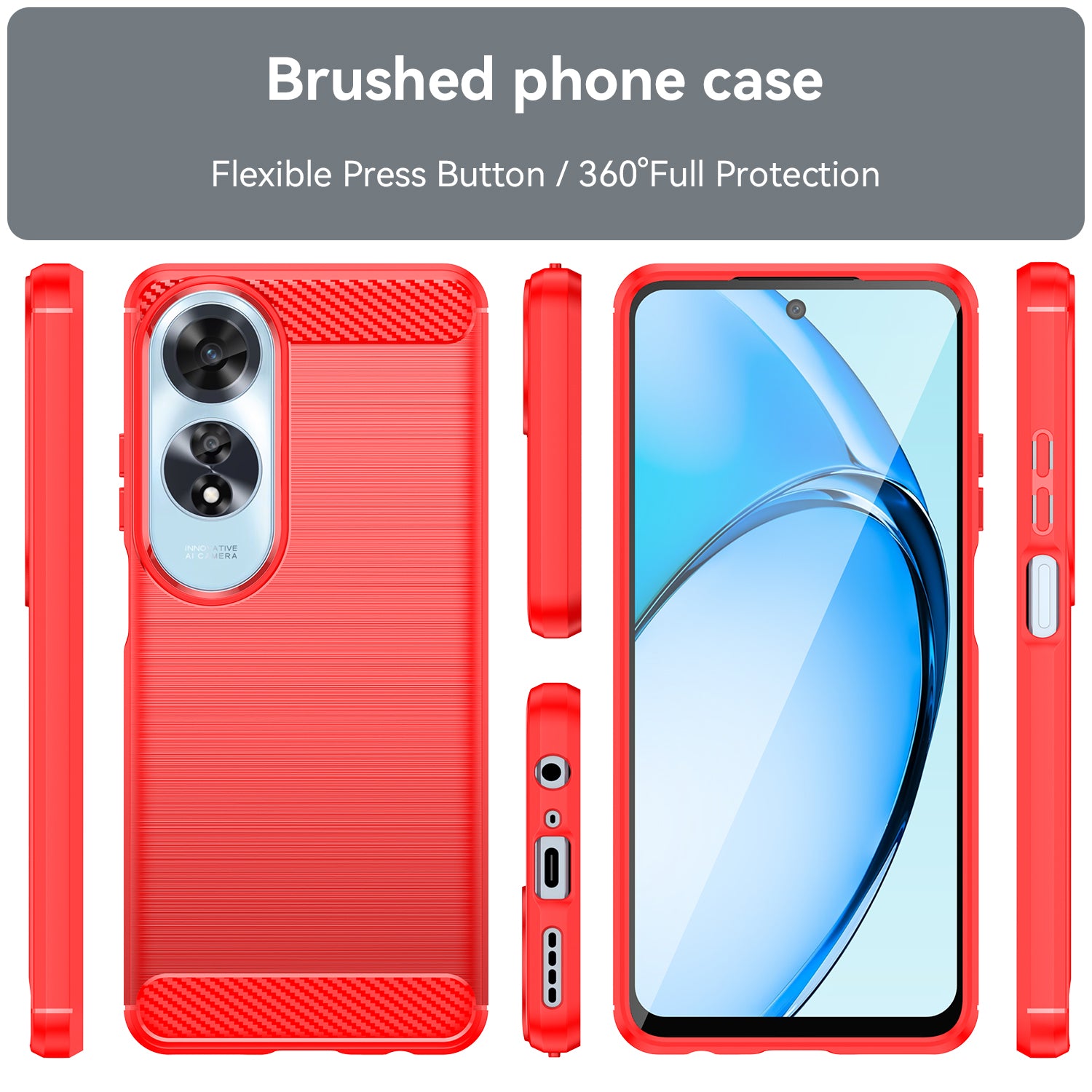 OPPO A60 4G Carbon Fibre TPU Case Slim Shockproof Cover Red