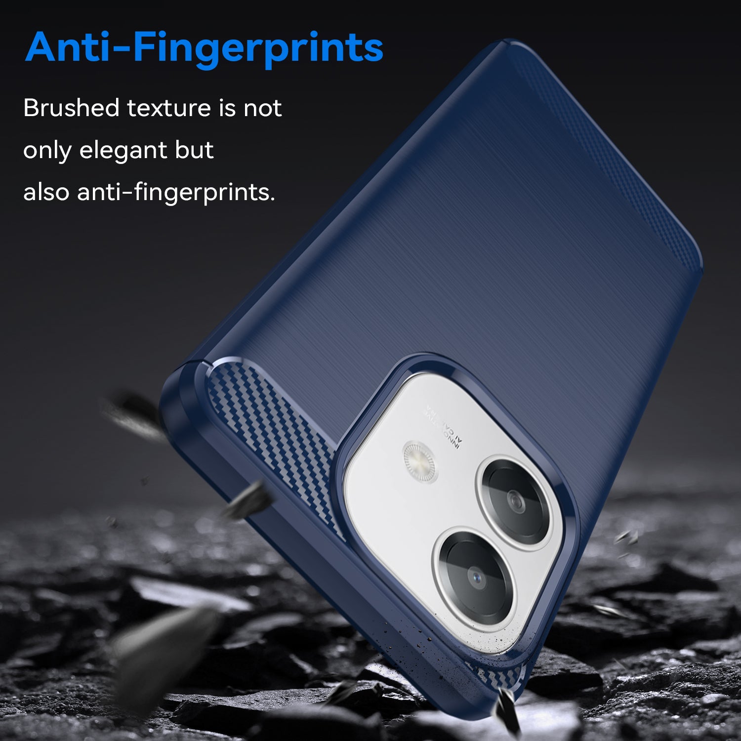 OPPO A40 4G Carbon Fibre TPU Case Slim Shockproof Cover Navy