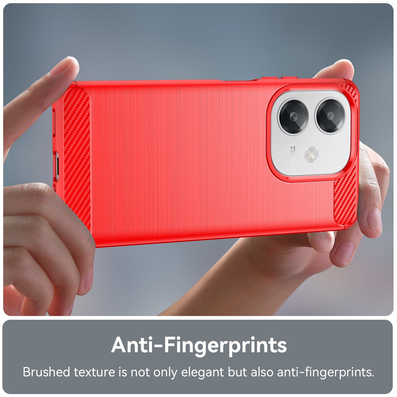 OPPO A40 4G Carbon Fibre TPU Case Slim Shockproof Cover Red