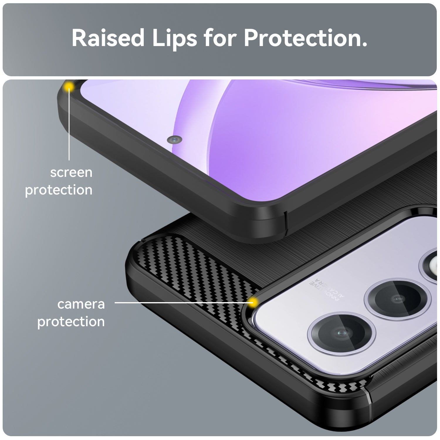 OPPO A80 5G/A3Pro Carbon Fibre TPU Case Slim Shockproof Cover Black