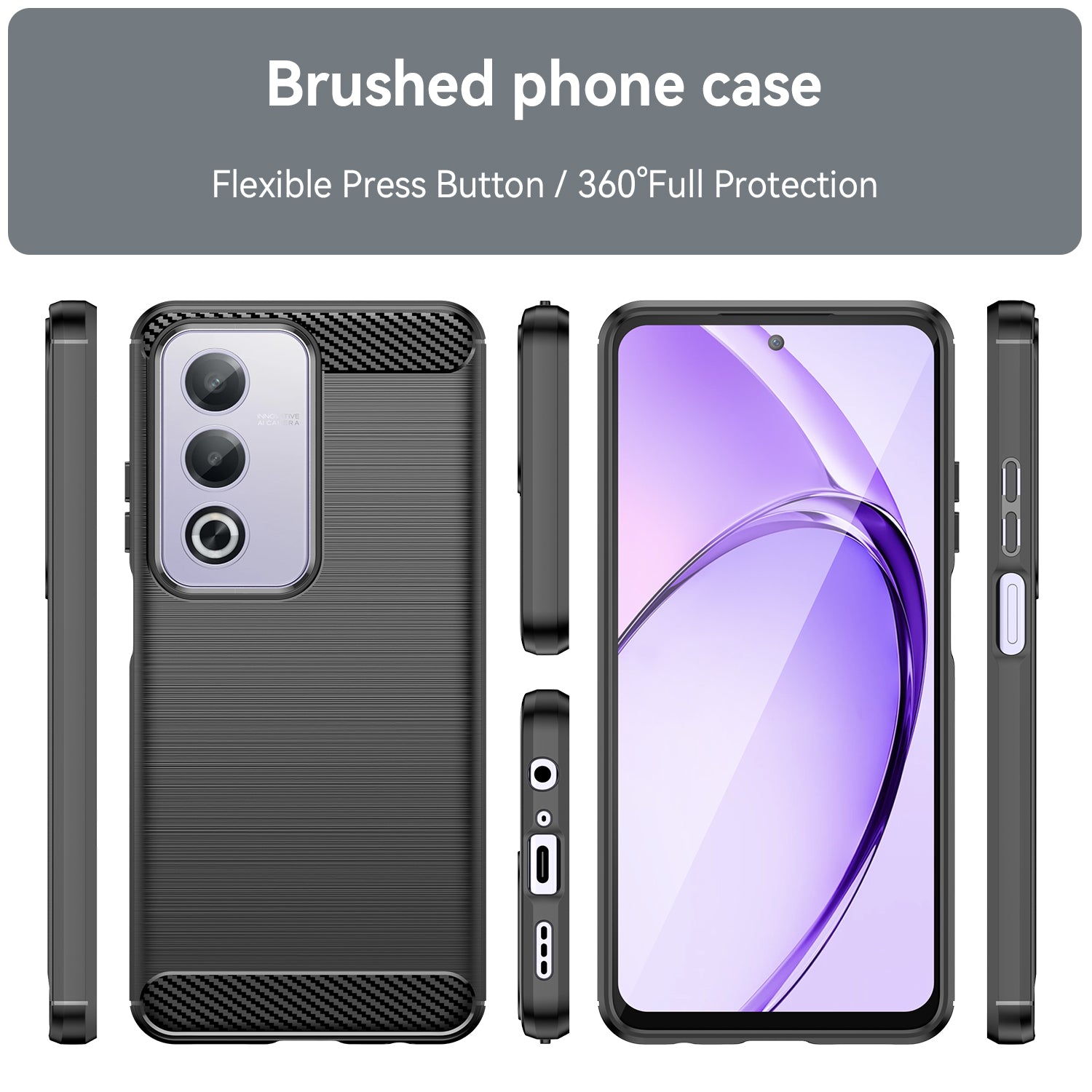 OPPO A80 5G/A3Pro Carbon Fibre TPU Case Slim Shockproof Cover Black